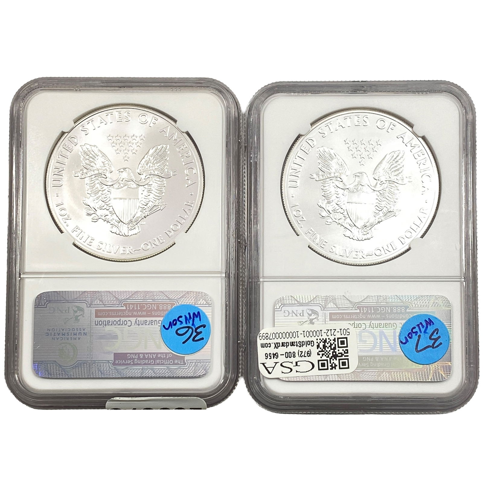 [2 Coins] 2012-2015 Silver Eagle NGC MS70 - 2