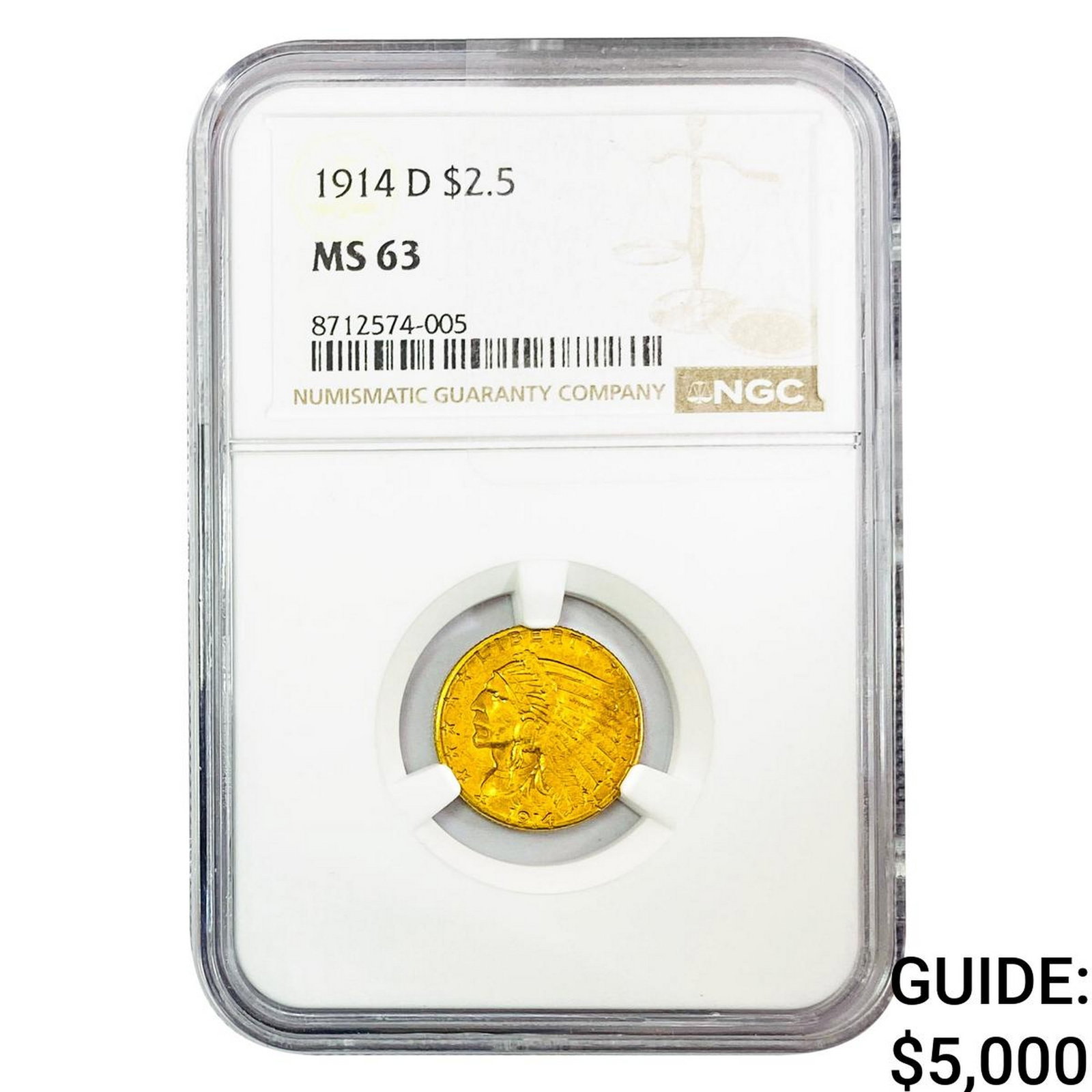 1914-D $2.50 Gold Quarter Eagle NGC MS63 (1 of 2)