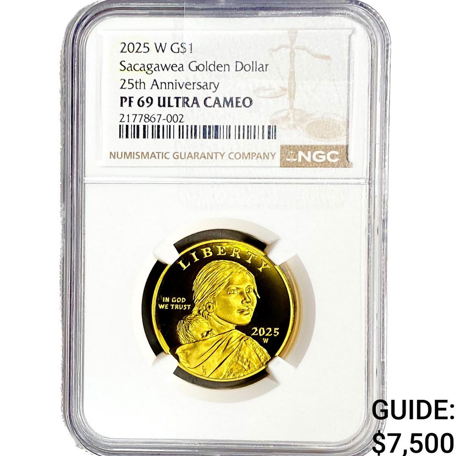 2025-W 1/2oz Gold Sacagawea Dollar NGC PF69 UC: 2025-W 1/2oz Gold Sacagawea Dollar NGC PF69 UC