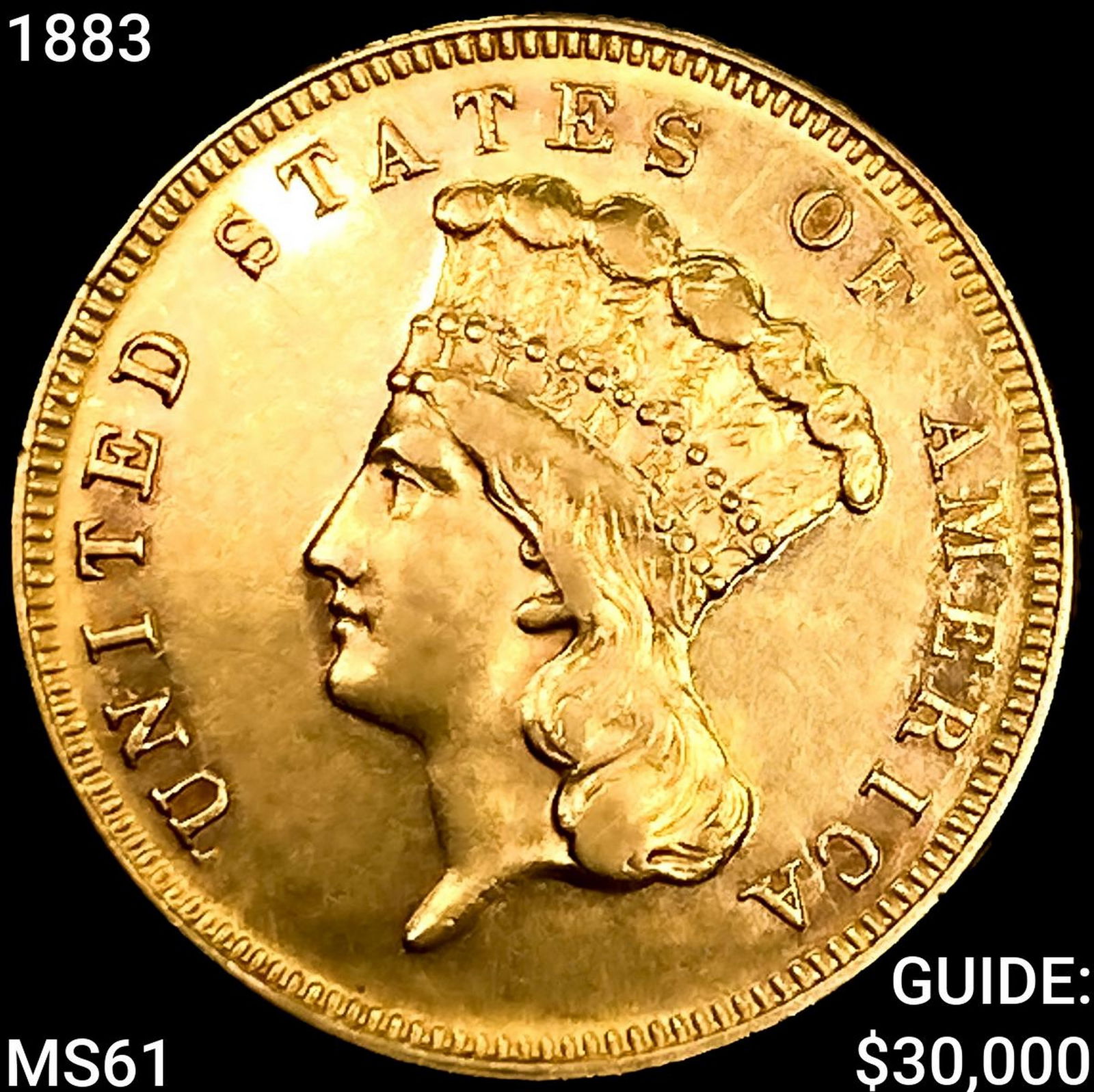 1883 $3 Gold Piece: 1883 $3 Gold Piece