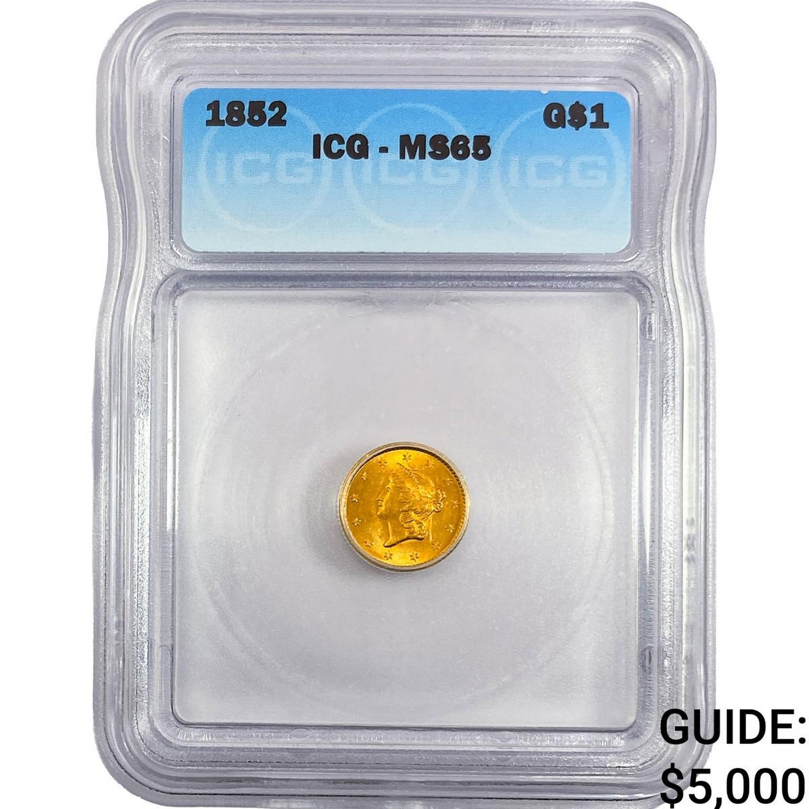 1852 Rare Gold Dollar ICG MS65: 1852 Rare Gold Dollar ICG MS65
