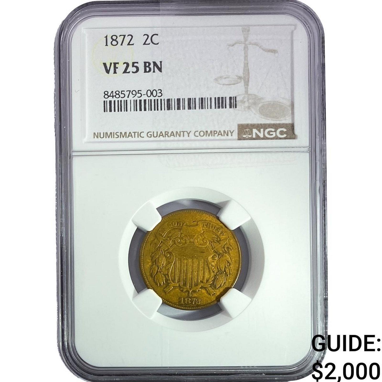 1872 Two Cent Piece NGC VF25 BN (1 of 2)