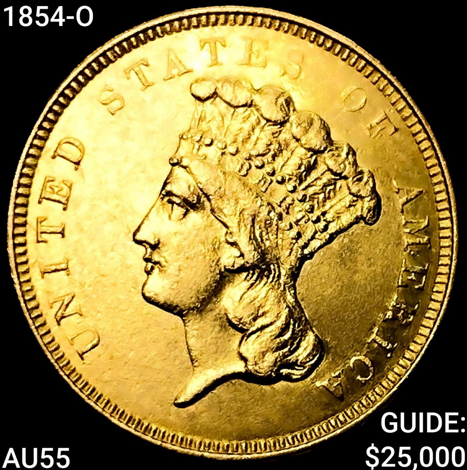 1854-O $3 Gold Piece: 1854-O $3 Gold Piece
