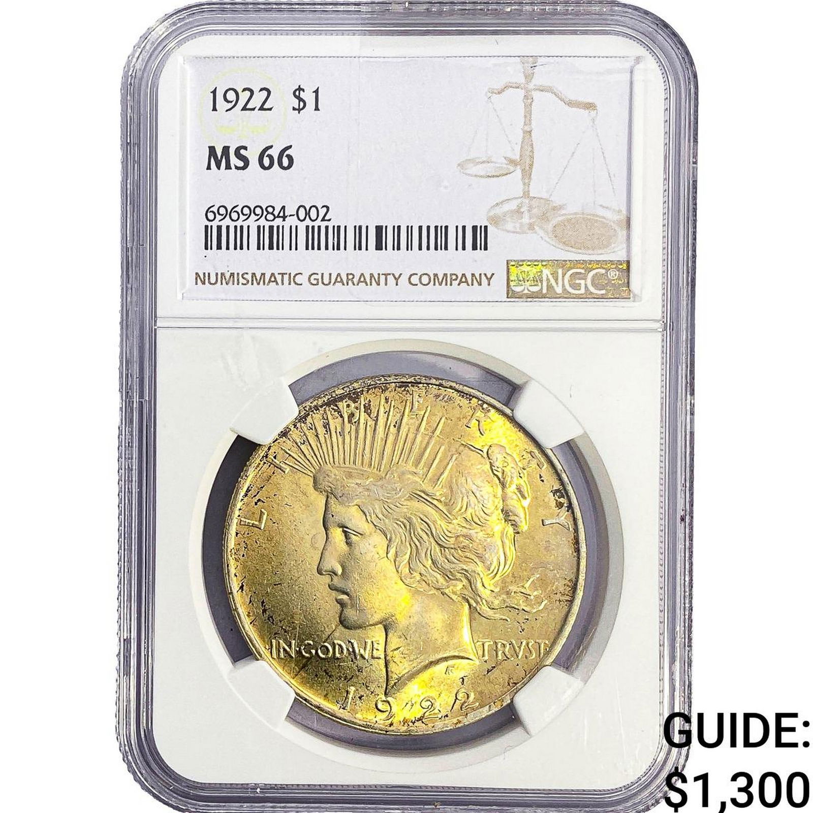 1922 Silver Peace Dollar NGC MS66: 1922 Silver Peace Dollar NGC MS66