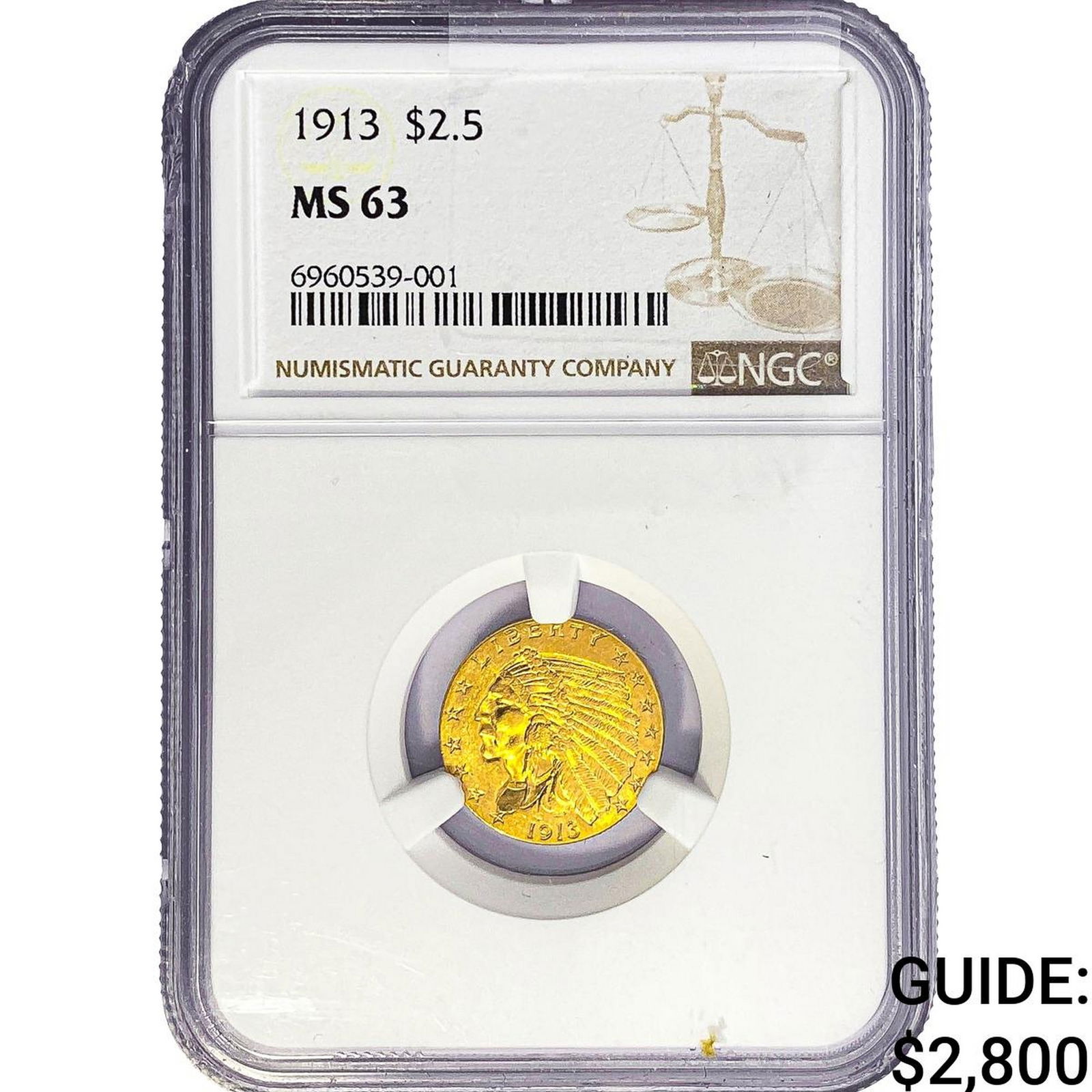 1913 $2.50 Gold Quarter Eagle NGC MS63: 1913 $2.50 Gold Quarter Eagle NGC MS63