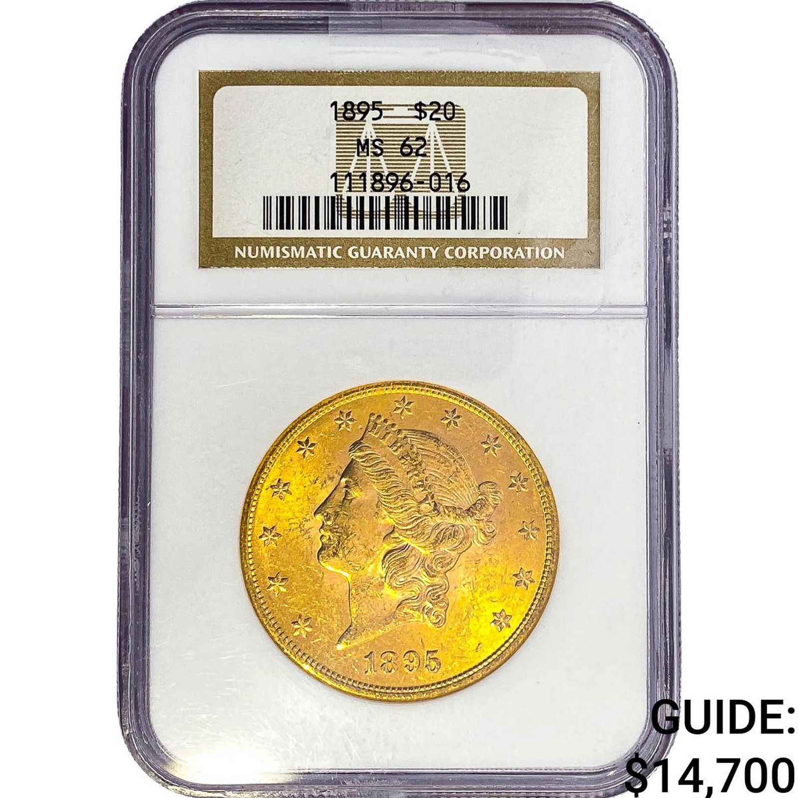 1895 $20 Gold Double Eagle NGC MS62: 1895 $20 Gold Double Eagle NGC MS62