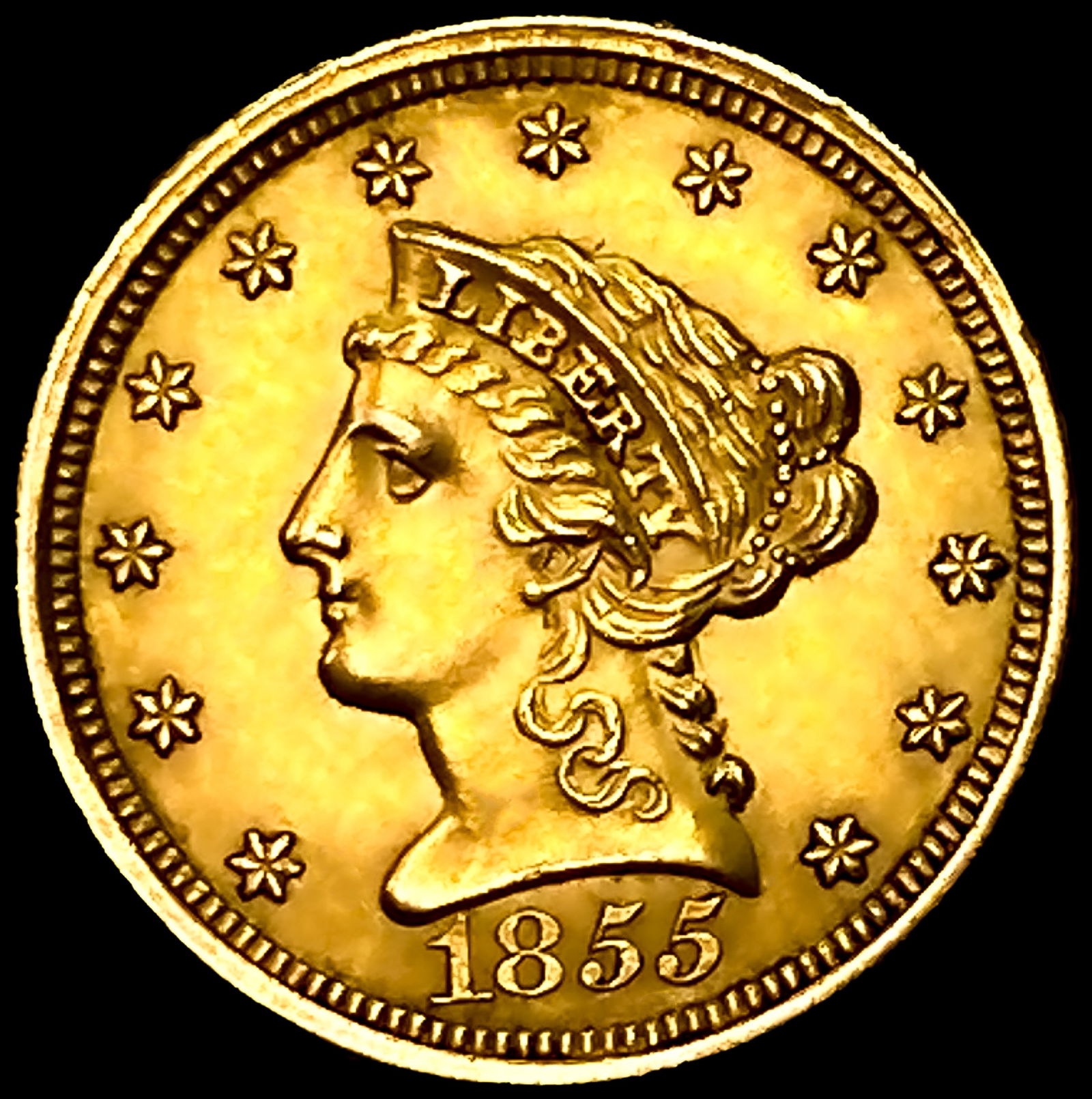 1855 $2.50 Gold Quarter Eagle: 1855 $2.50 Gold Quarter Eagle