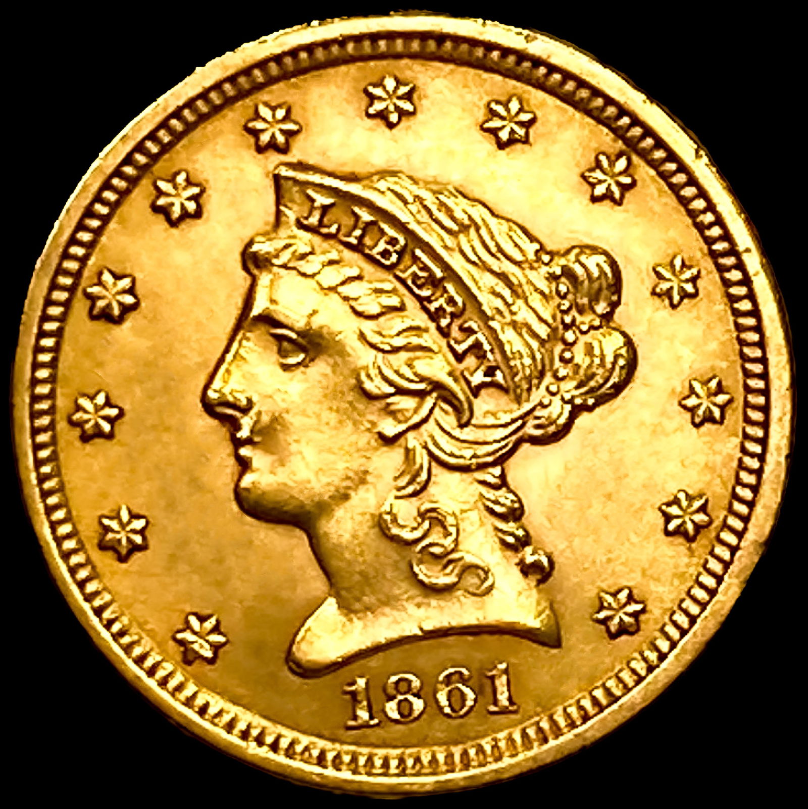 1861 New Rev $2.50 Gold Quarter Eagle: 1861 New Rev $2.50 Gold Quarter Eagle