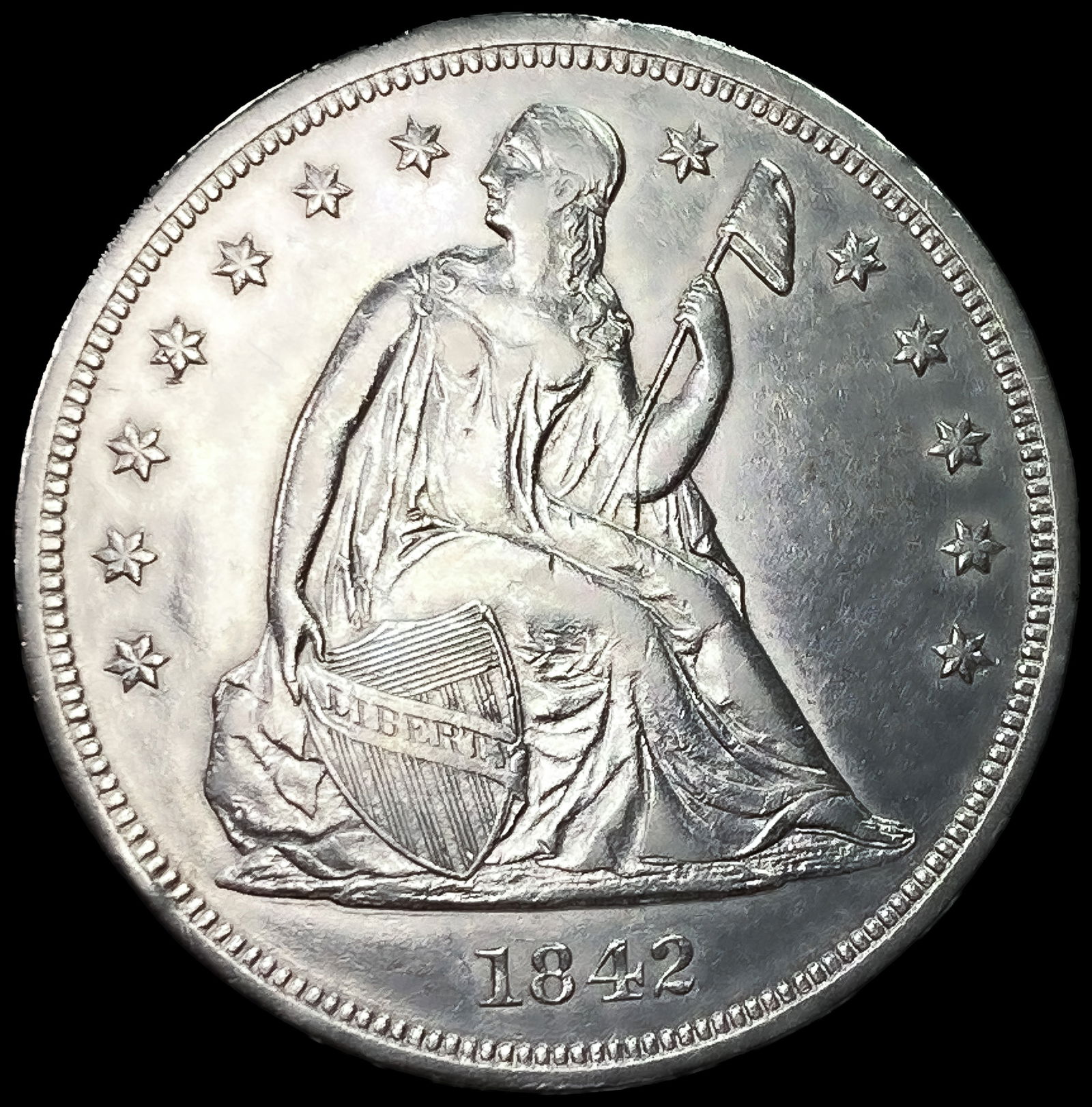 1842 Seated Liberty Dollar: 1842 Seated Liberty Dollar