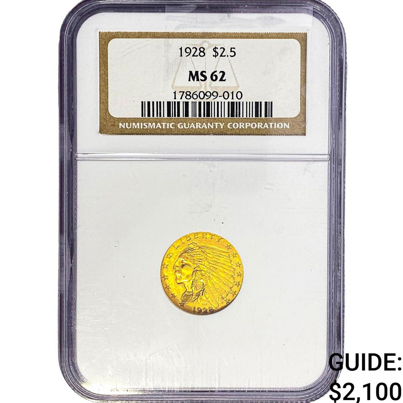 1928 $2.50 Gold Quarter Eagle NGC MS62: 1928 $2.50 Gold Quarter Eagle NGC MS62