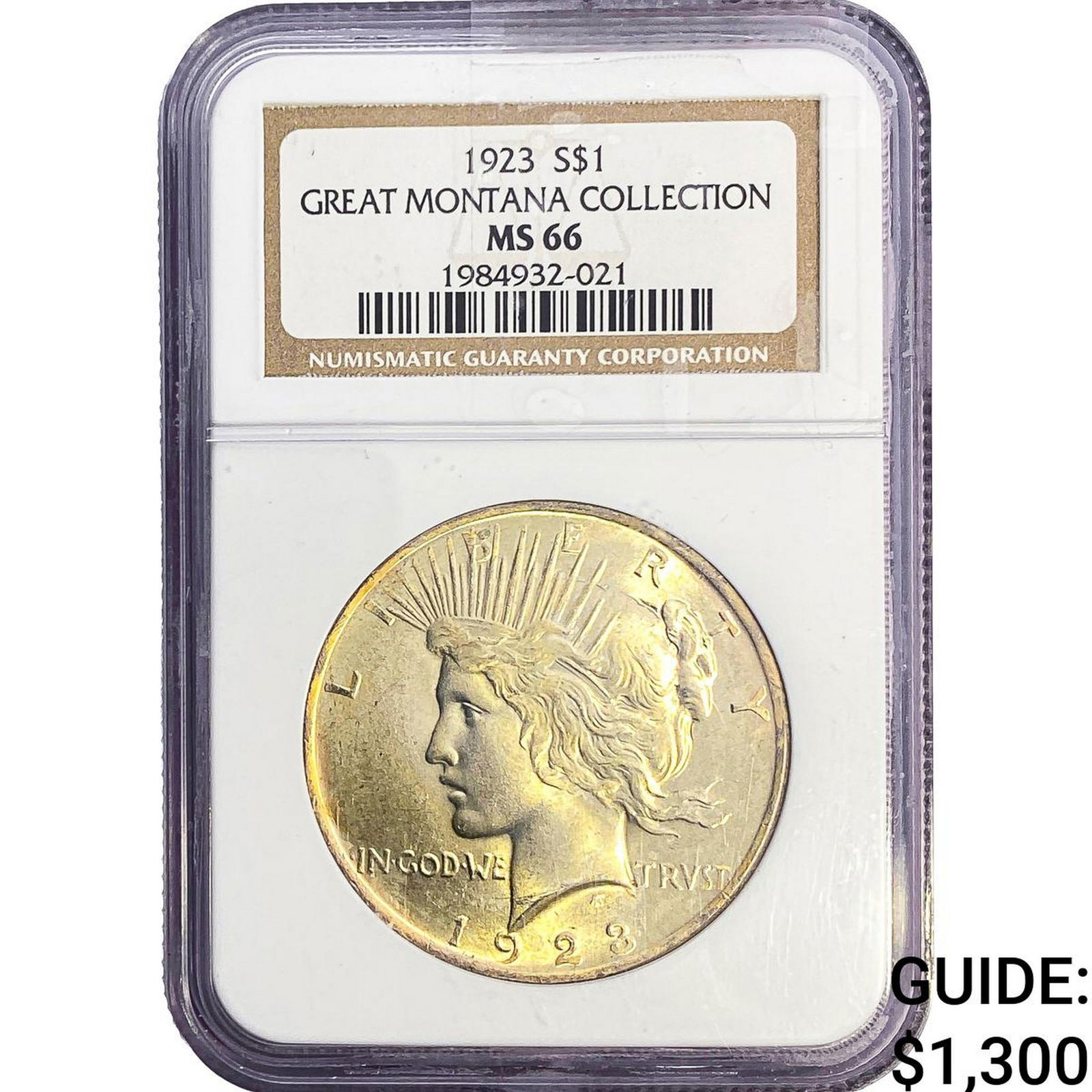 1923 Silver Peace Dollar NGC MS66: 1923 Silver Peace Dollar NGC MS66