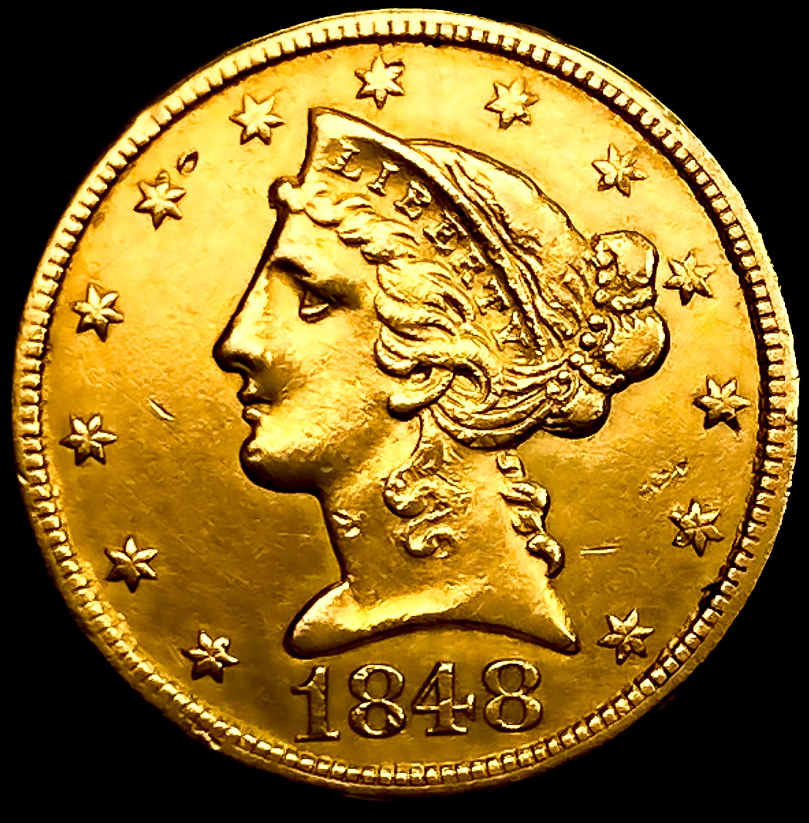1848-C $5 Gold Half Eagle: 1848-C $5 Gold Half Eagle