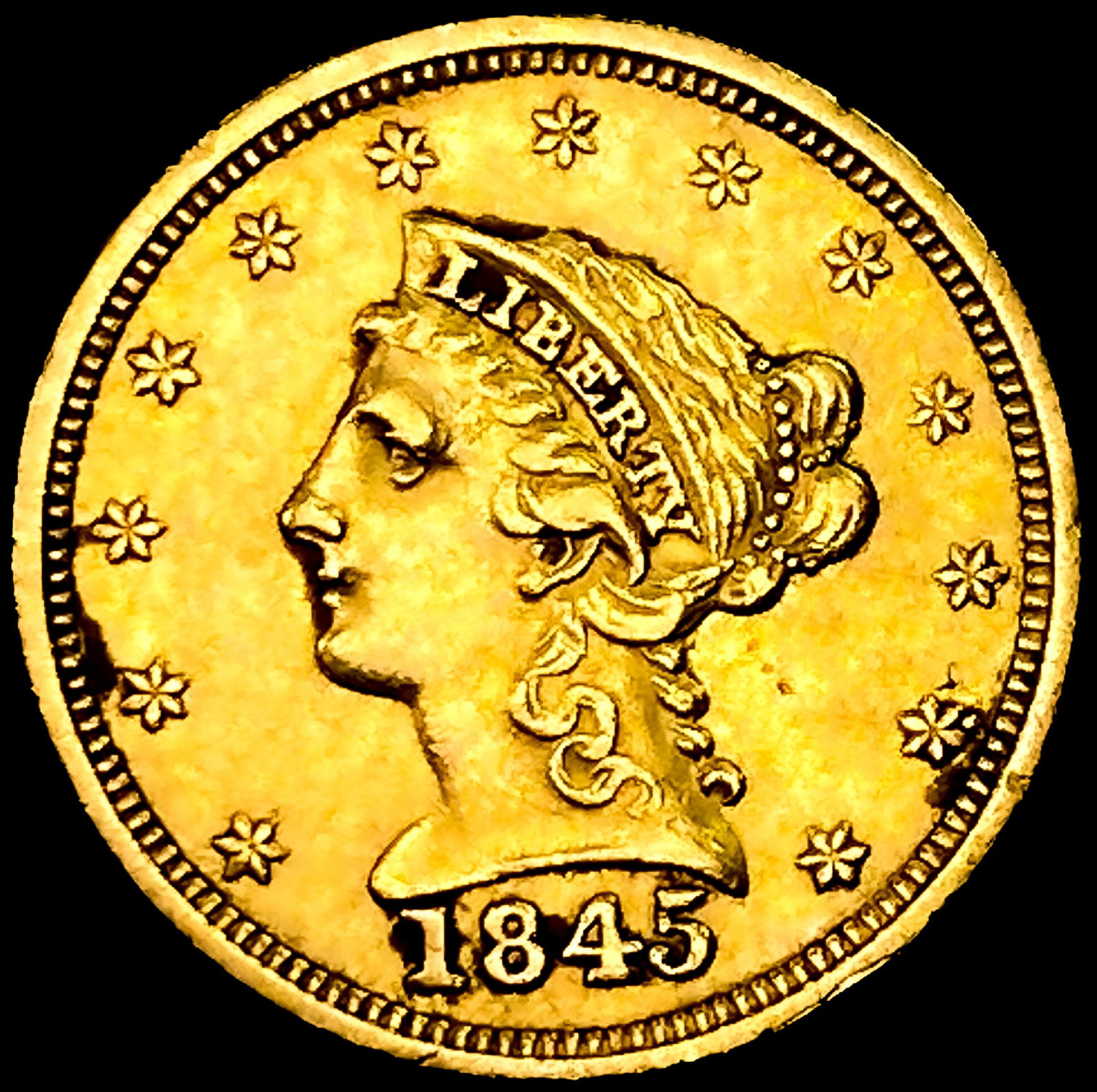 1845 $2.50 Gold Quarter Eagle: 1845 $2.50 Gold Quarter Eagle