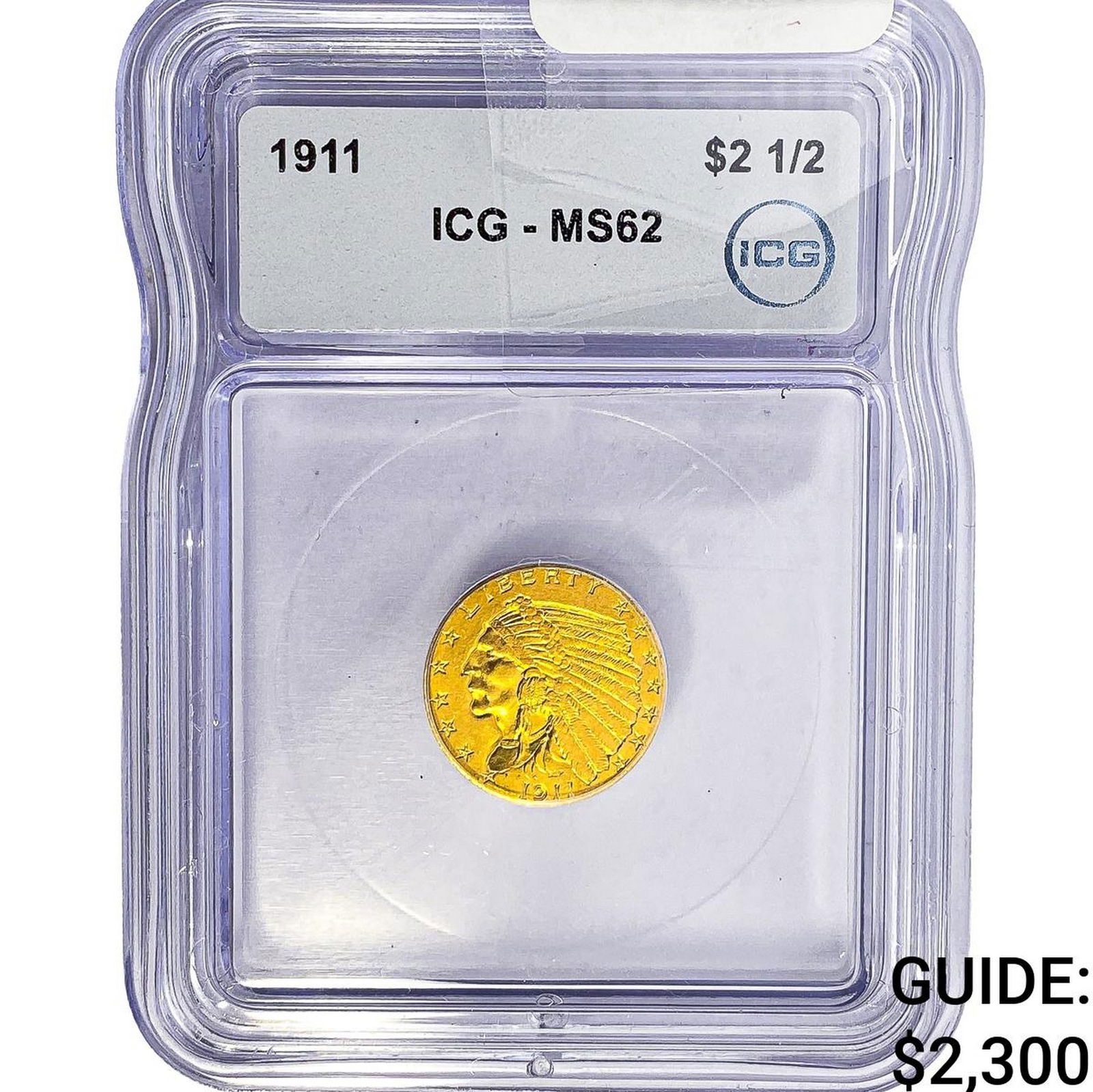 1911 $2.50 Gold Quarter Eagle ICG MS62: 1911 $2.50 Gold Quarter Eagle ICG MS62