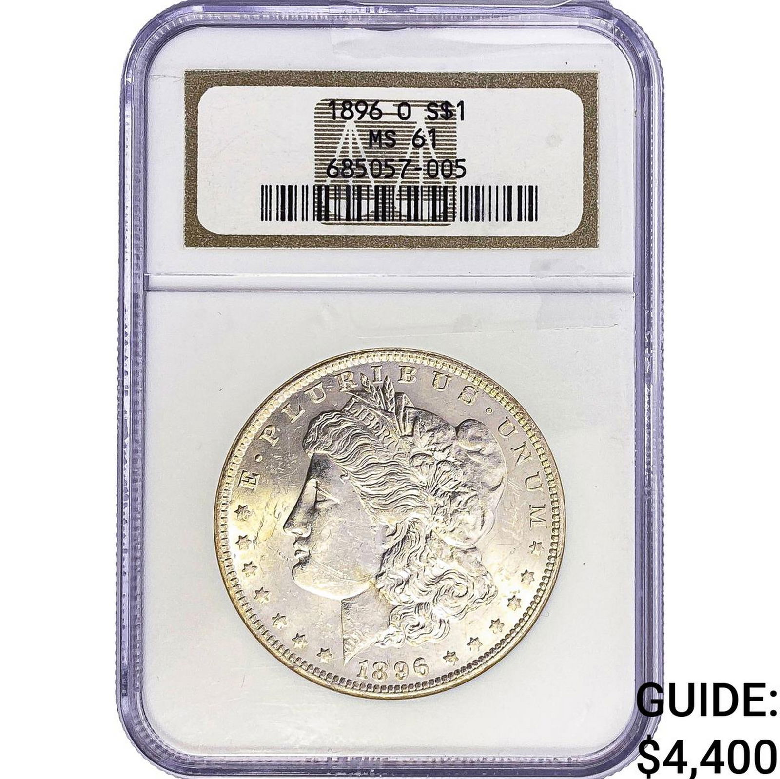 1896-O Morgan Silver Dollar NGC MS61: 1896-O Morgan Silver Dollar NGC MS61