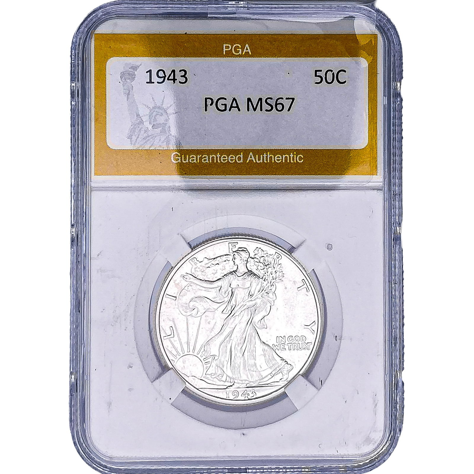 1943 Walking Liberty Half Dollar PGA MS67: 1943 Walking Liberty Half Dollar PGA MS67