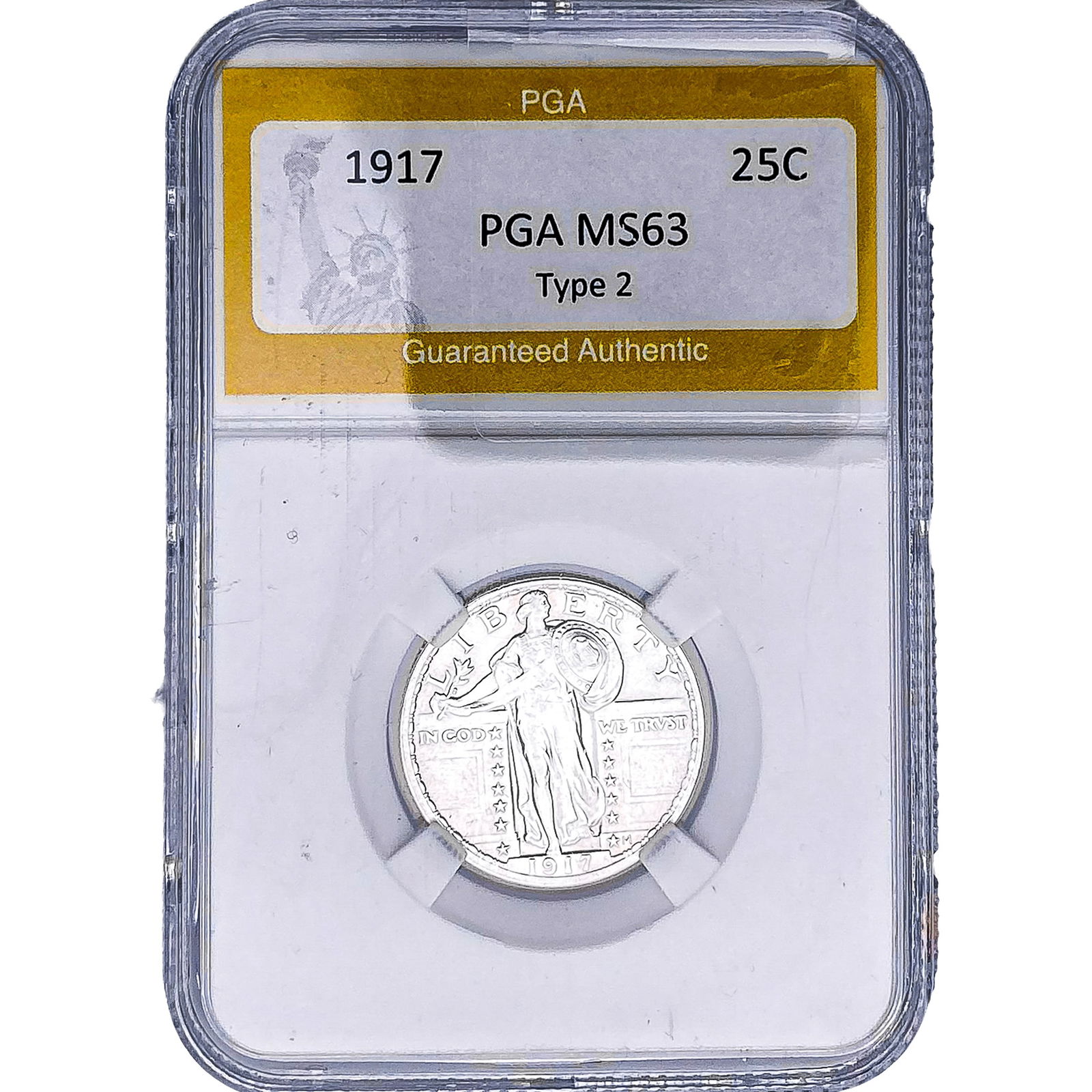1917 Standing Liberty Quarter PGA MS63 Type 2: 1917 Standing Liberty Quarter PGA MS63 Type 2