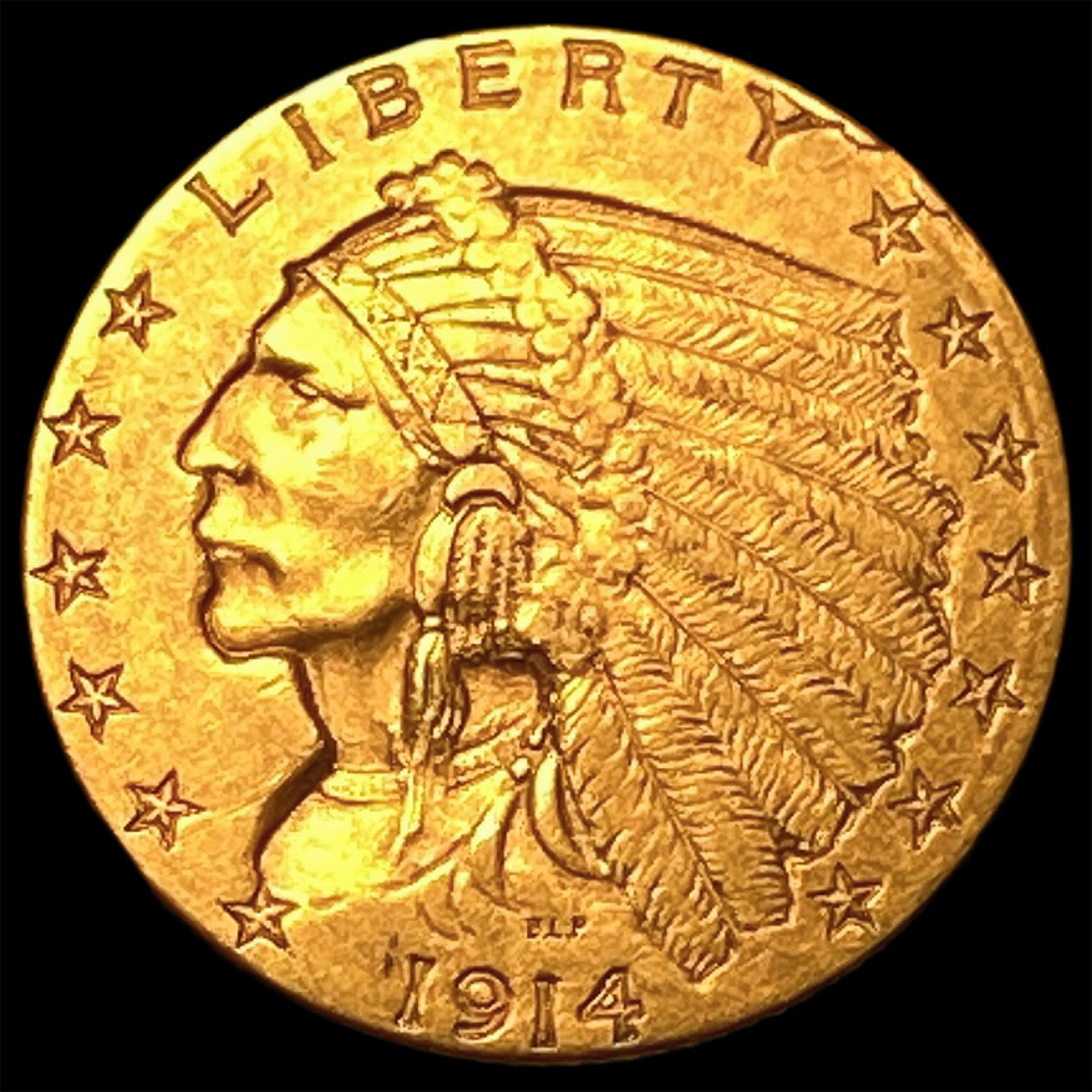 1914-D Gold Indian Head Quarter Eagle $2.50 UNCIRCULATED (1 of 2)