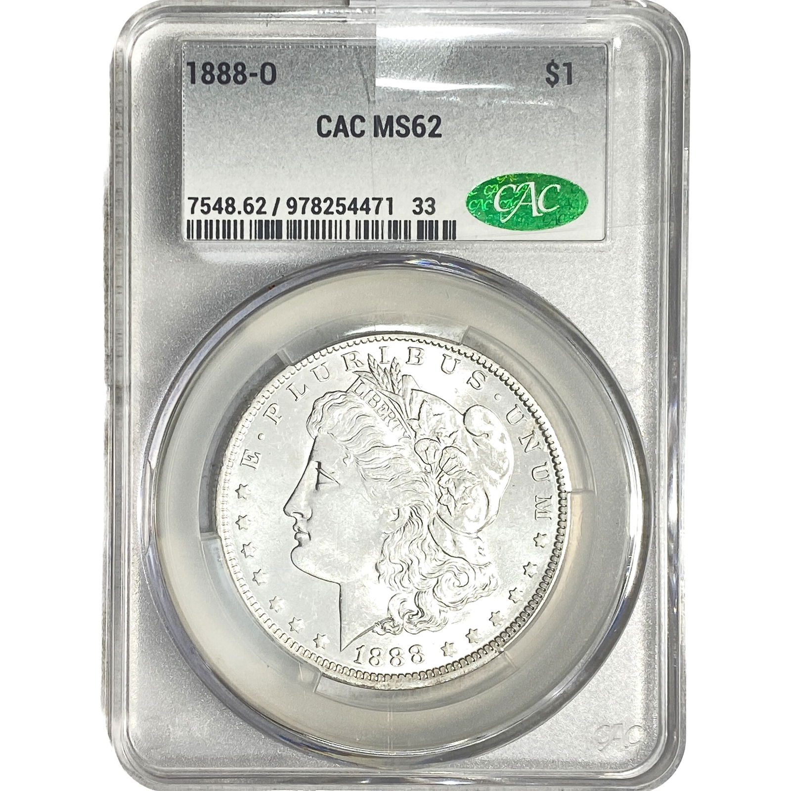 1888-O Morgan Silver Dollar CAC MS62: 1888-O Morgan Silver Dollar CAC MS62