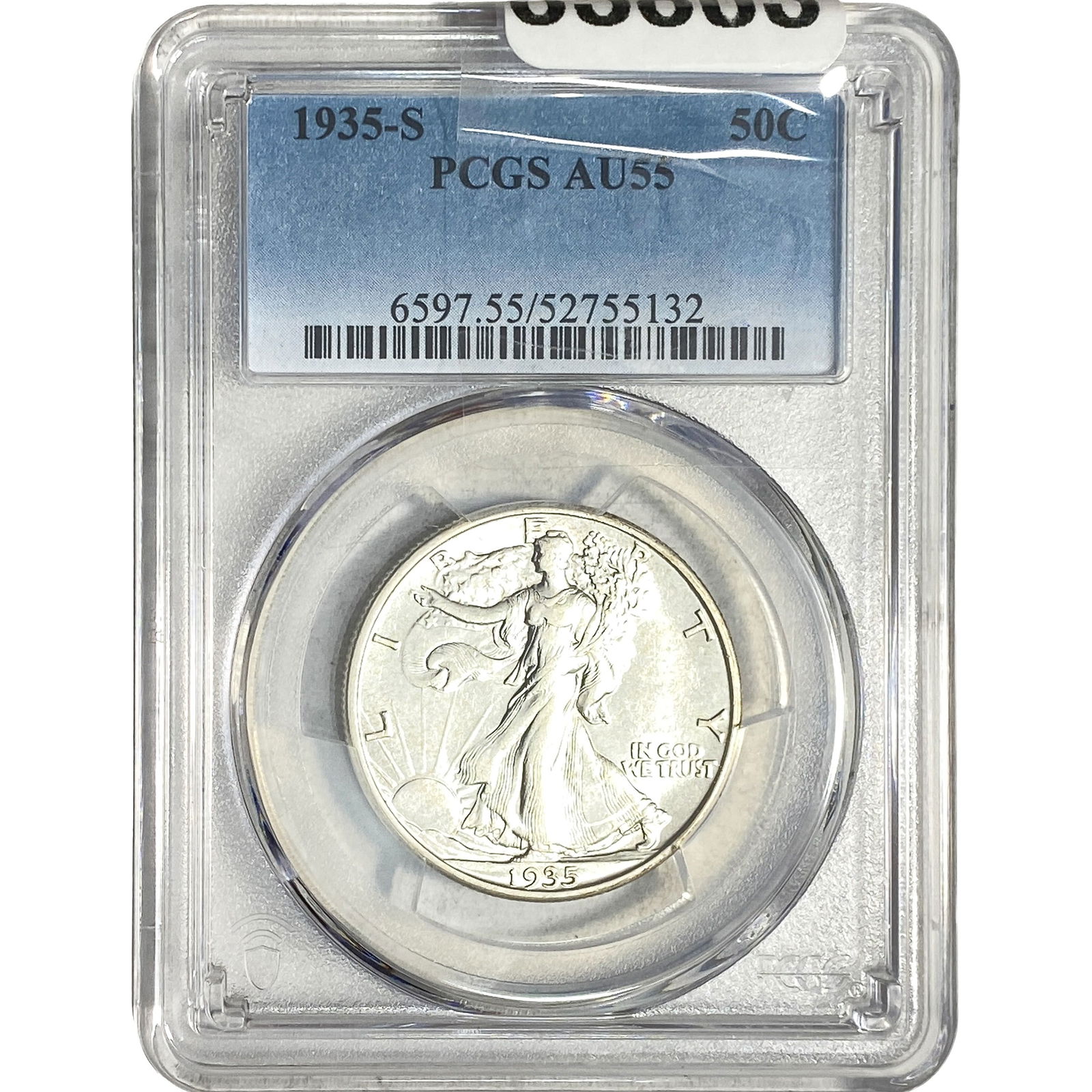 1935-S Walking Liberty Half Dollar PCGS AU55: 1935-S Walking Liberty Half Dollar PCGS AU55