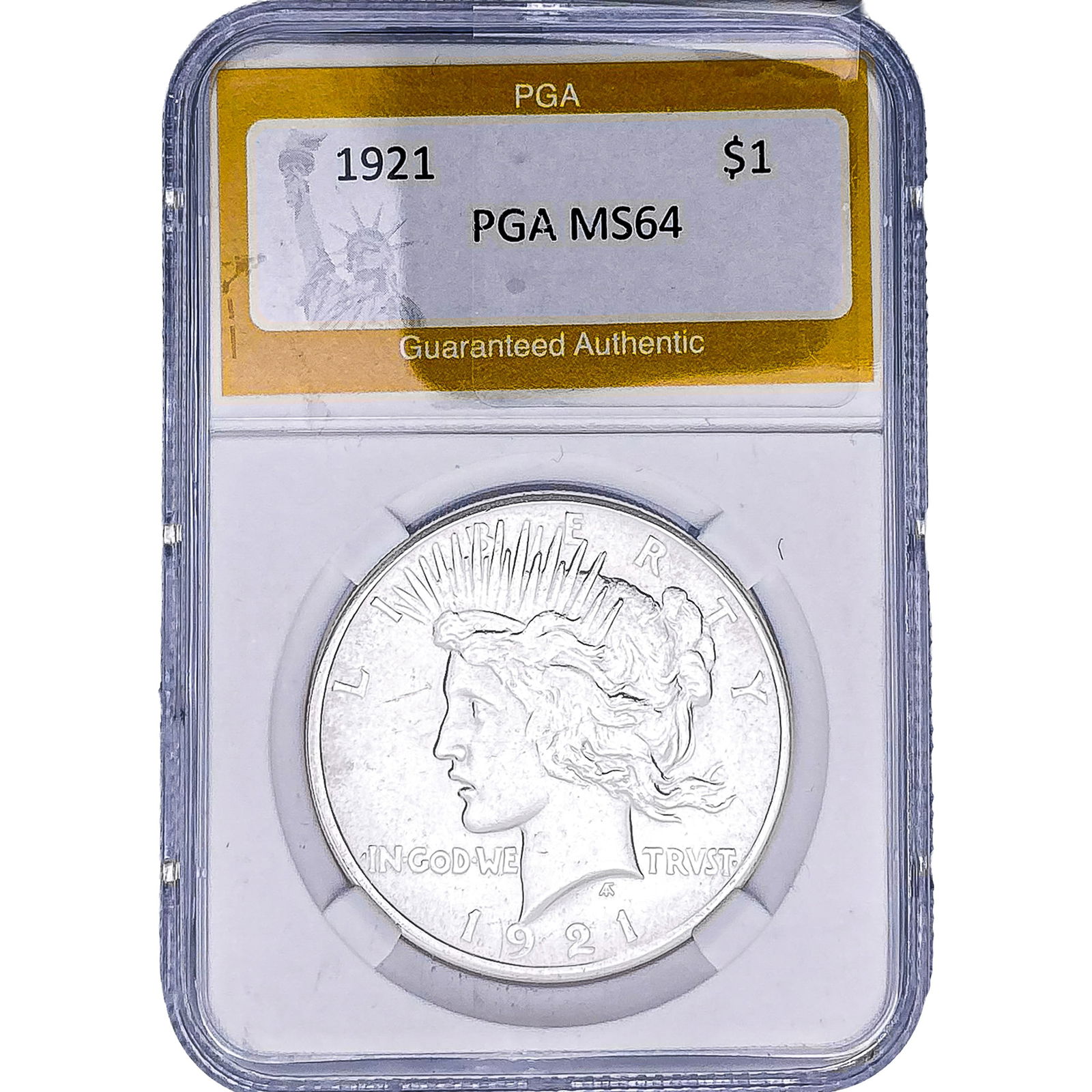 1921 Silver Peace Dollar PGA MS64: 1921 Silver Peace Dollar PGA MS64