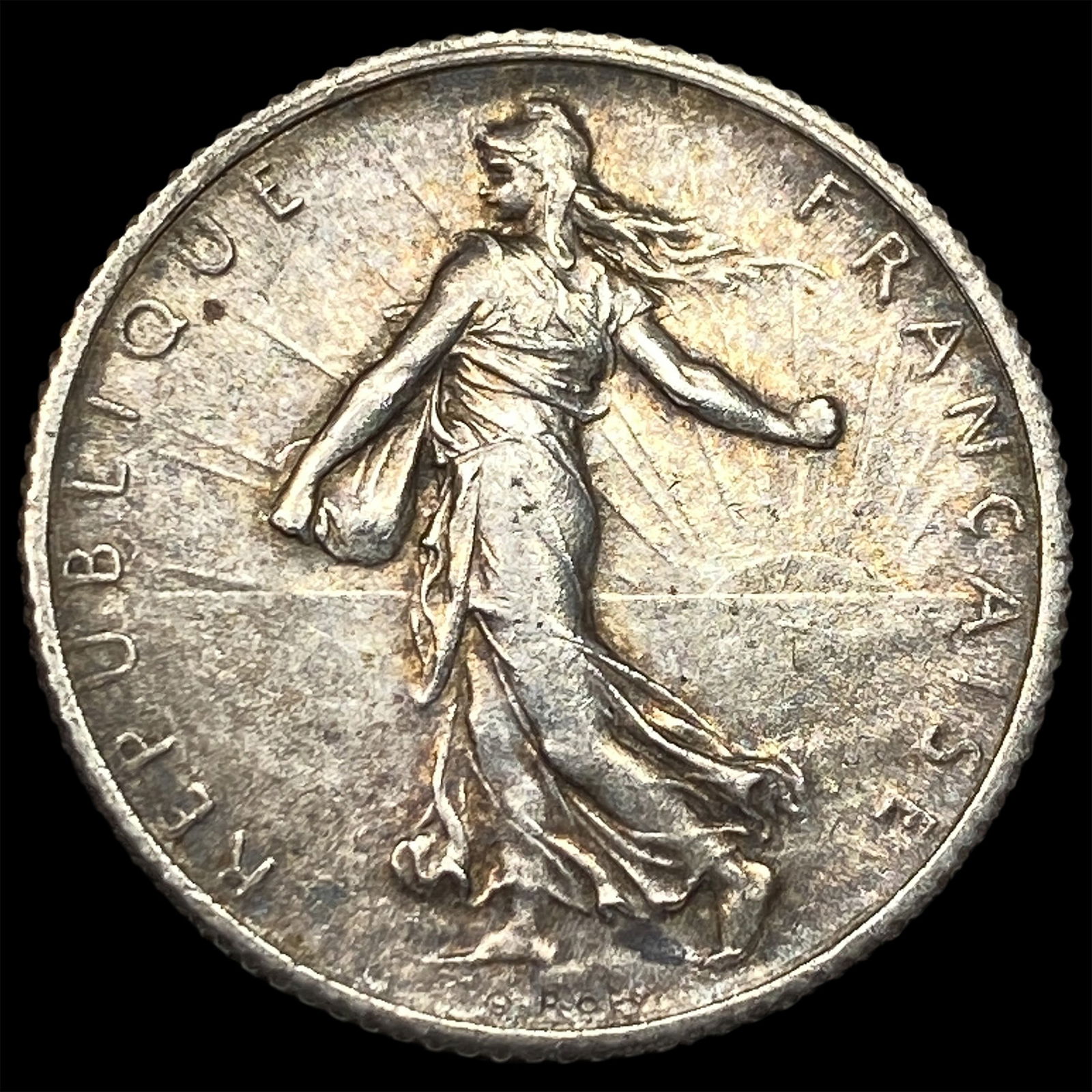 1918 France Silver 1 Franc NEARLY UNCIRCULATED: 1918 France Silver 1 Franc NEARLY UNCIRCULATED