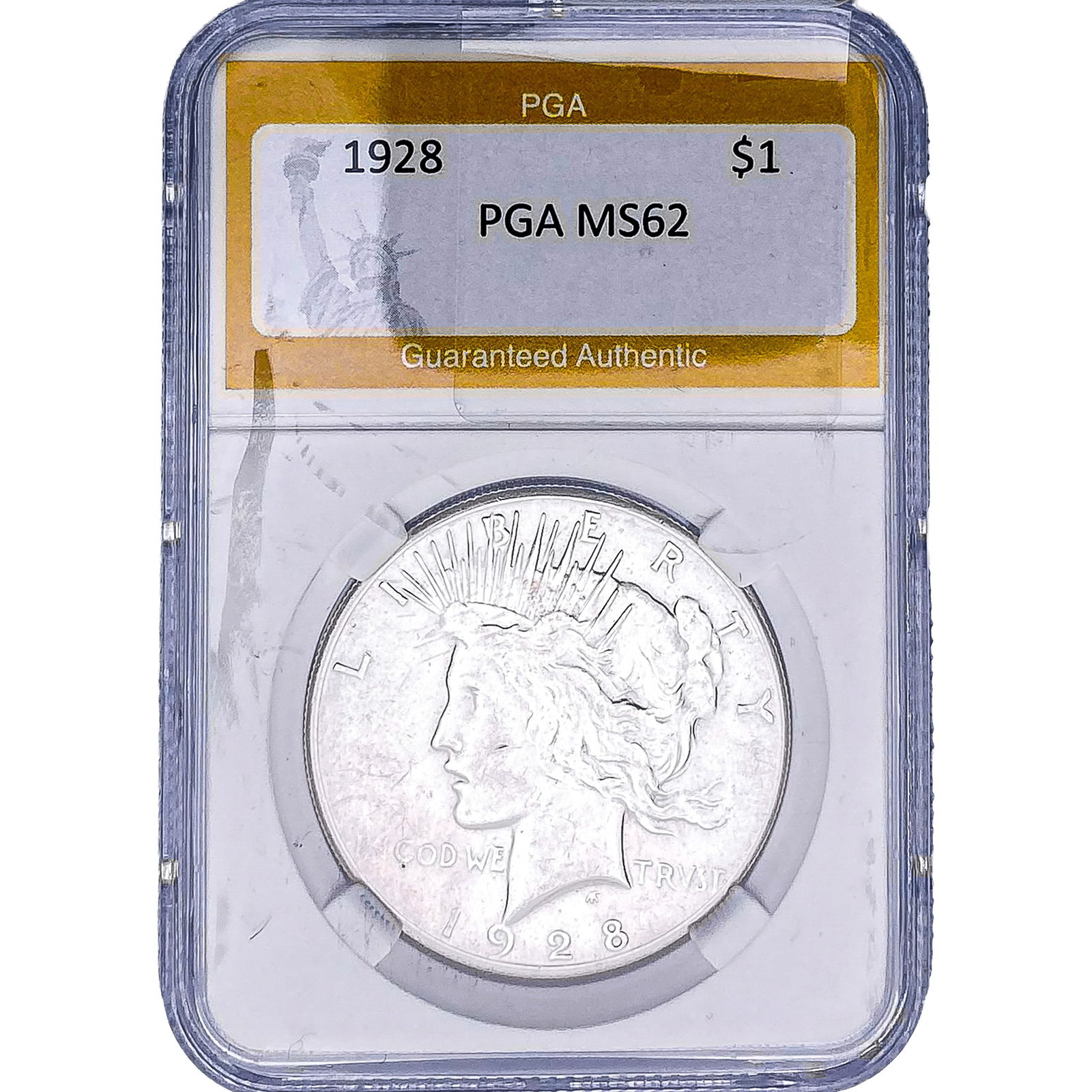 1928 Silver Peace Dollar PGA MS62: 1928 Silver Peace Dollar PGA MS62