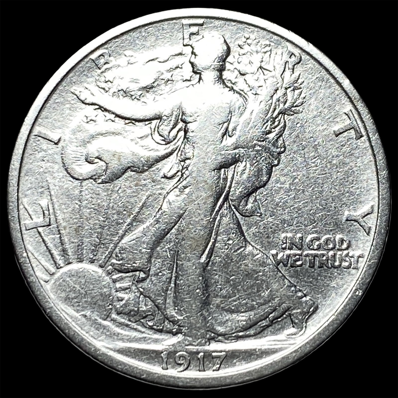 1917-S Silver Walking Liberty Half Dollar LIGHTLY CIRCULATED: 1917-S Silver Walking Liberty Half Dollar LIGHTLY CIRCULATED
