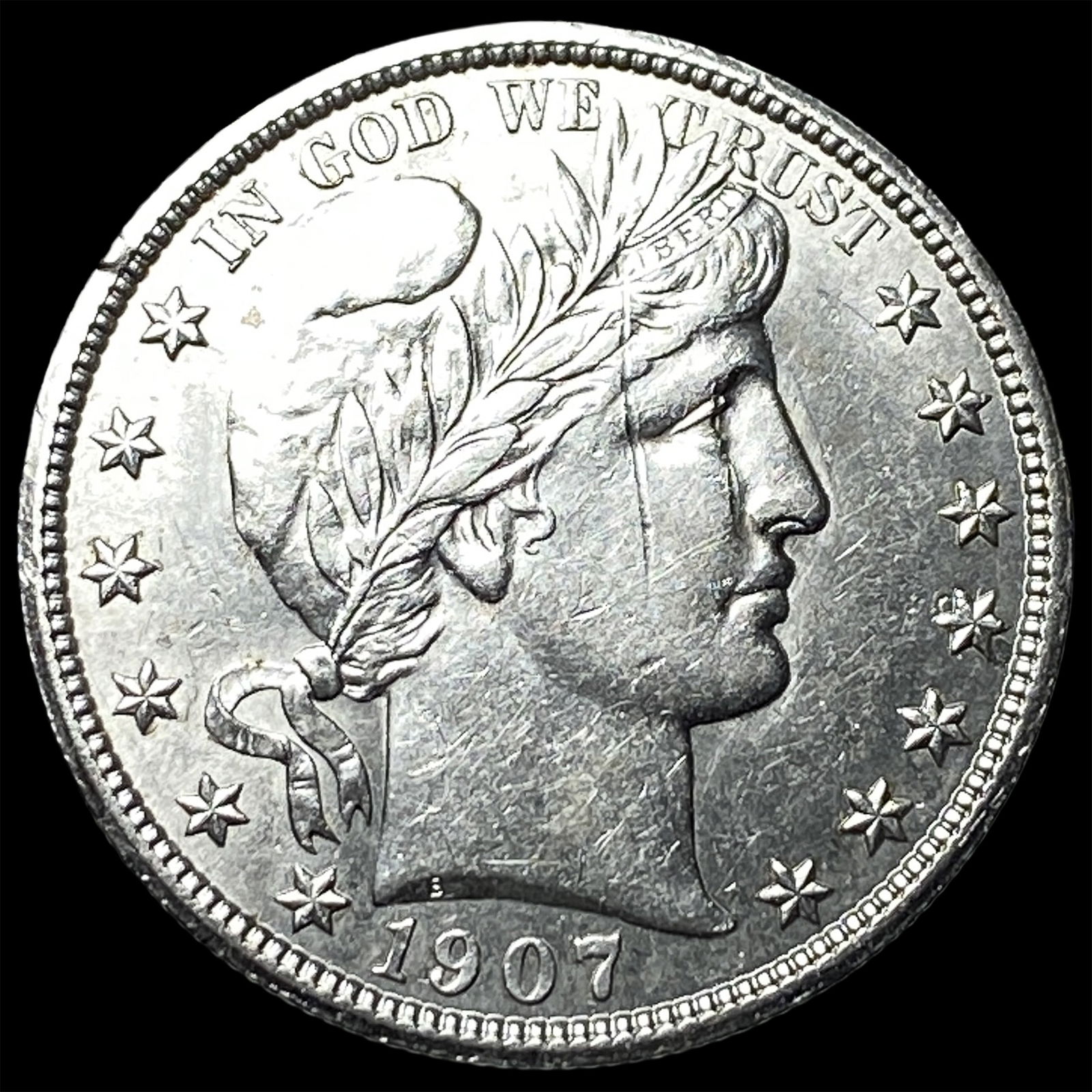 1907 Silver Half Dollar (Barber) CLOSELY UNCIRCULATED (1 of 2)