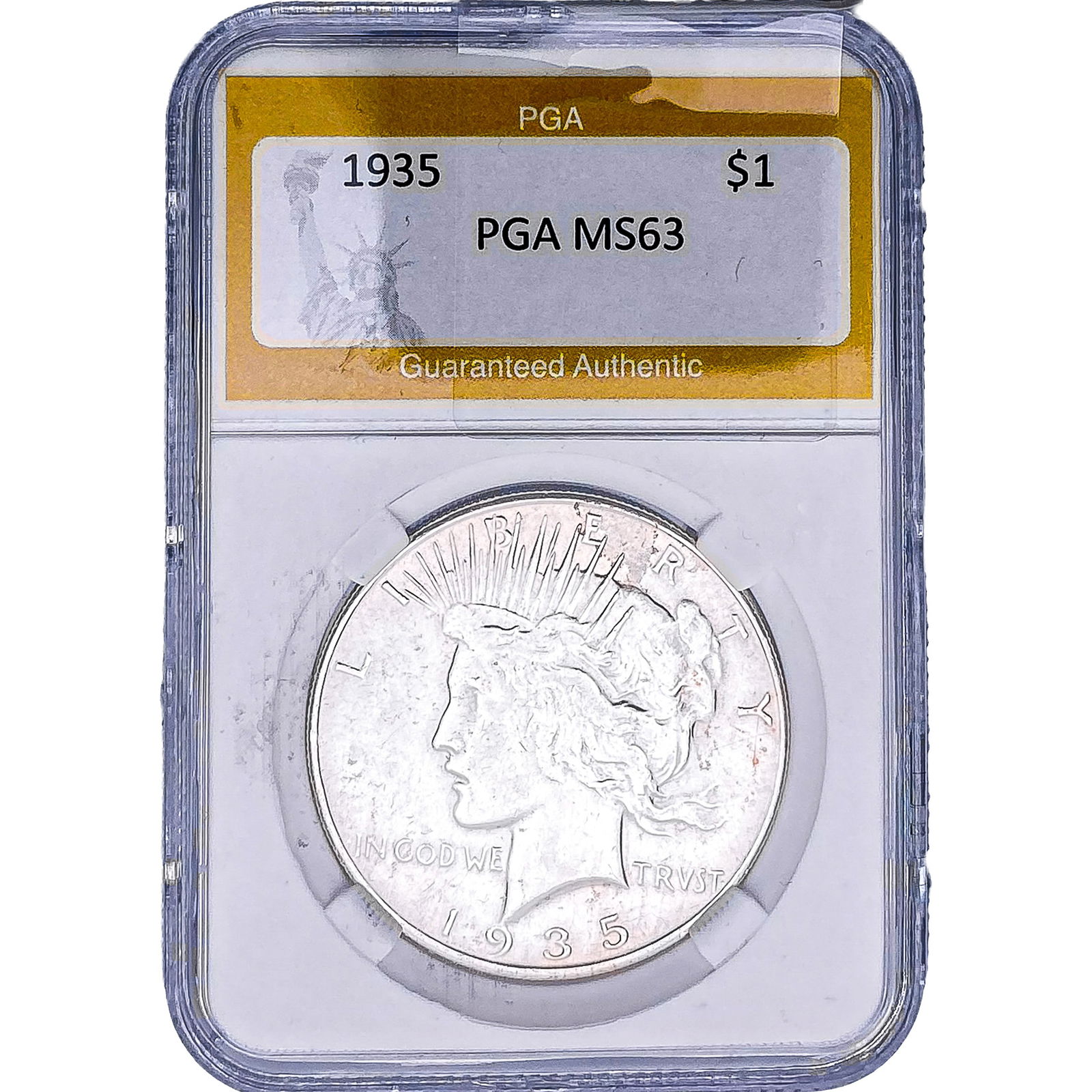 1935 Silver Peace Dollar PGA MS63: 1935 Silver Peace Dollar PGA MS63