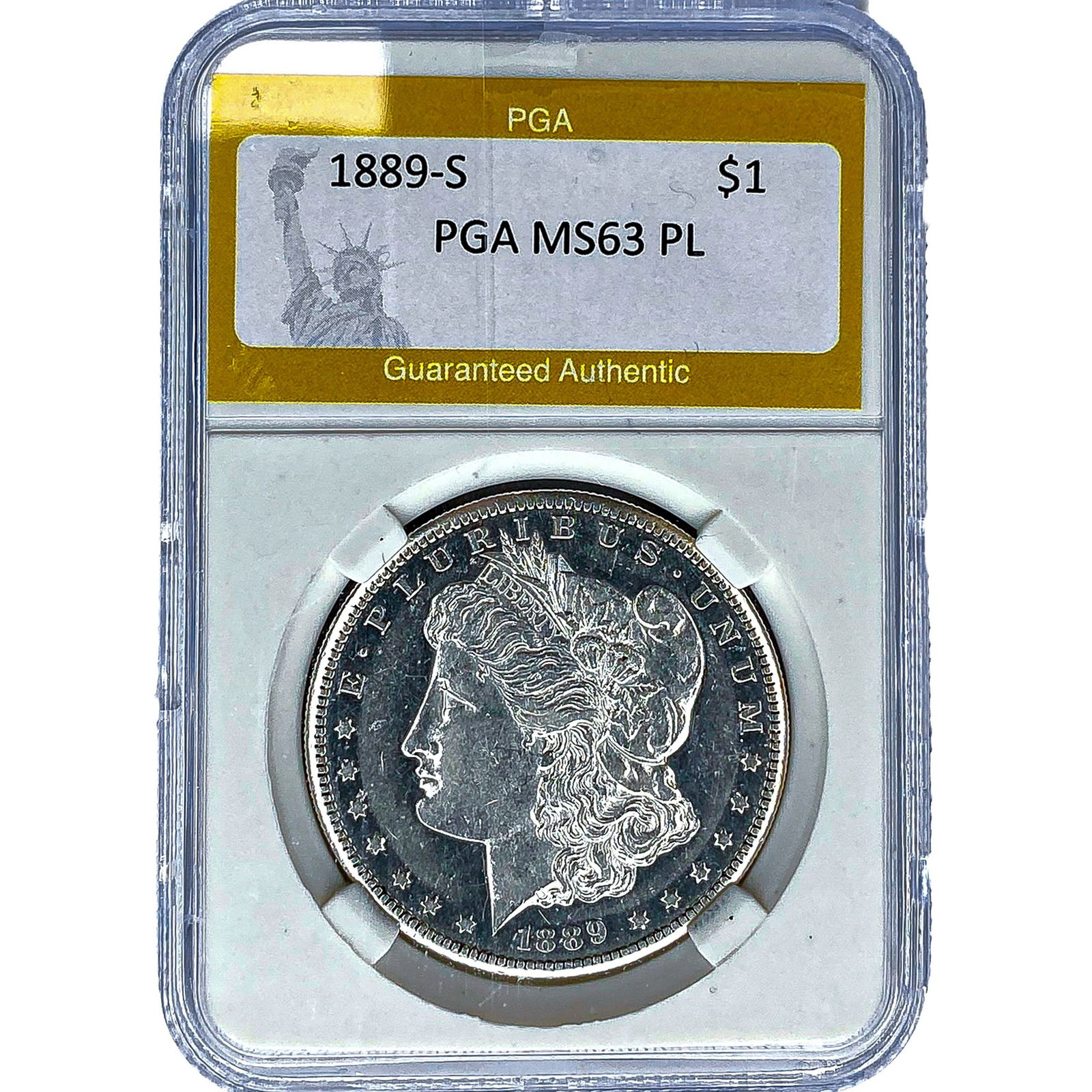 1889-S Morgan Silver Dollar PGA MS63 PL: 1889-S Morgan Silver Dollar PGA MS63 PL