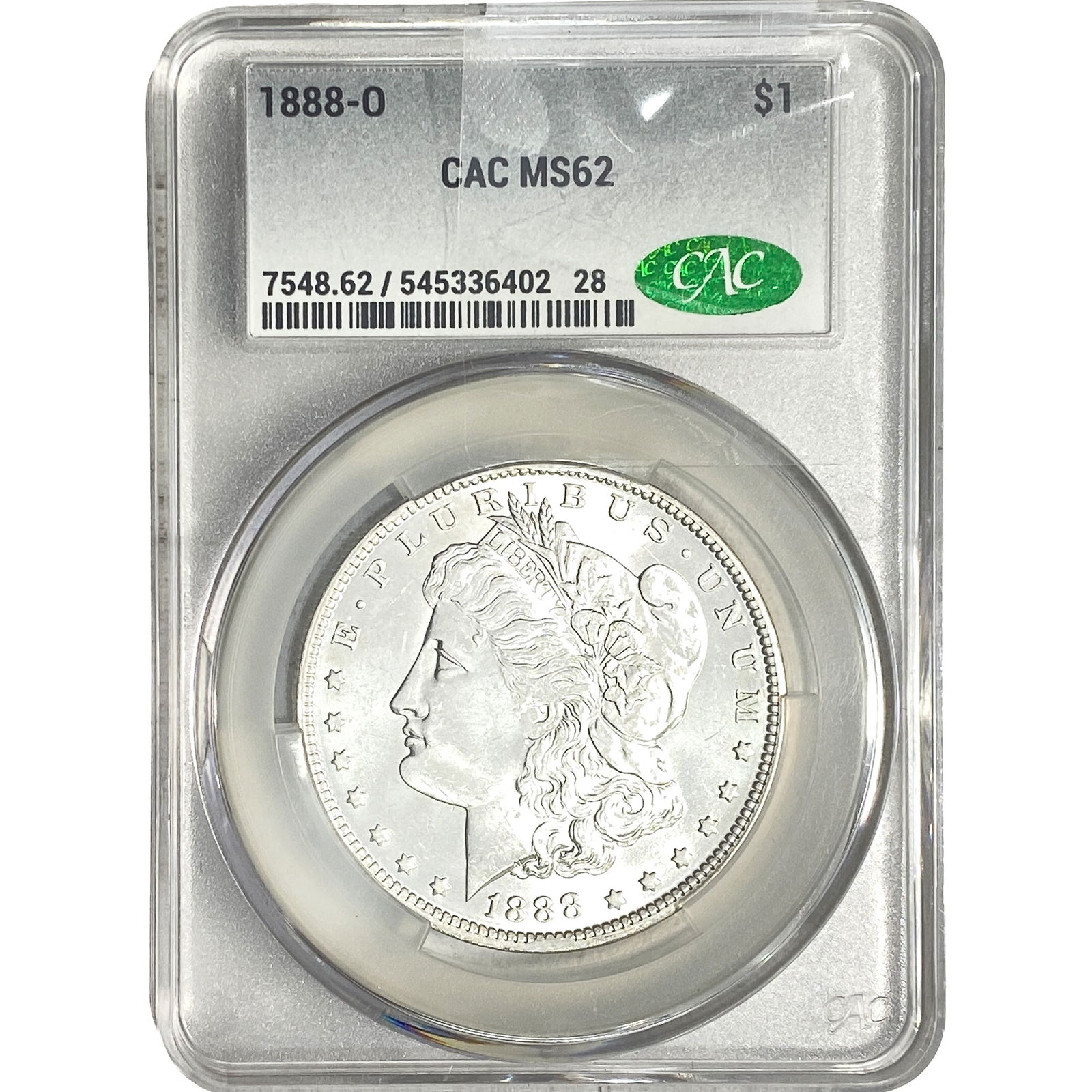 1888-O Morgan Silver Dollar CAC MS62: 1888-O Morgan Silver Dollar CAC MS62