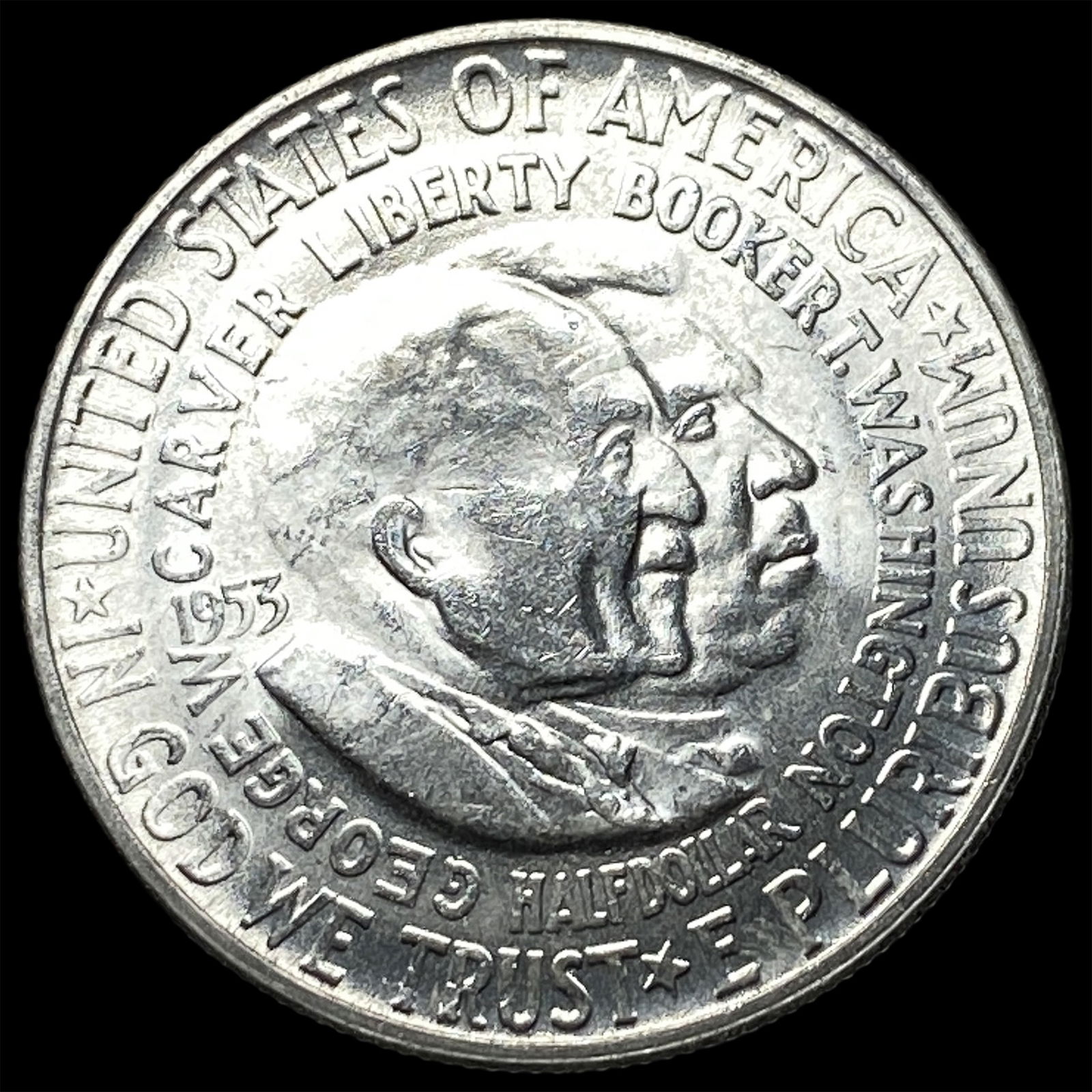1953-S Silver Half Dollar Booker T. Washington/Carver GEM BU: 1953-S Silver Half Dollar Booker T. Washington/Carver GEM BU