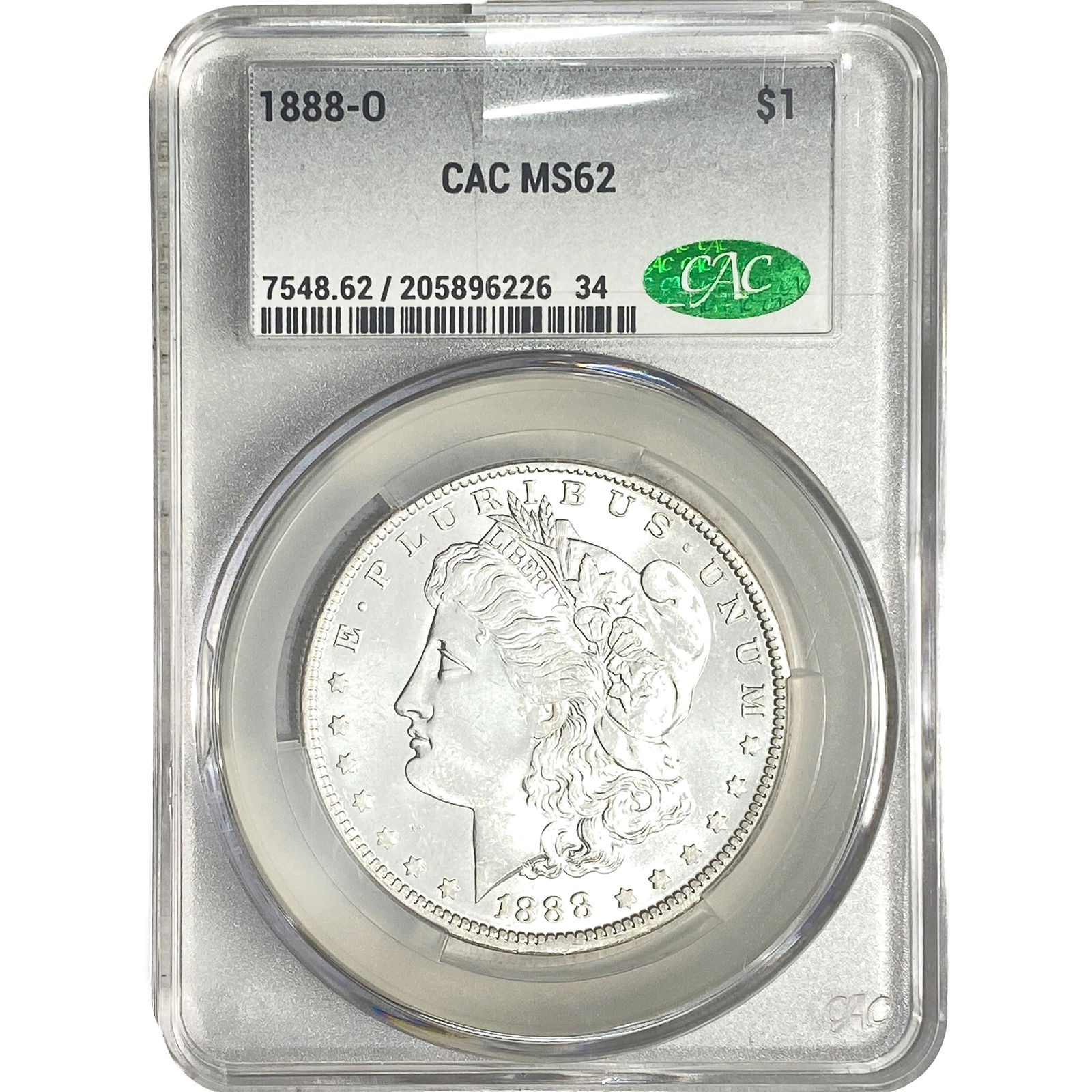 1888-O Morgan Silver Dollar CAC MS62: 1888-O Morgan Silver Dollar CAC MS62