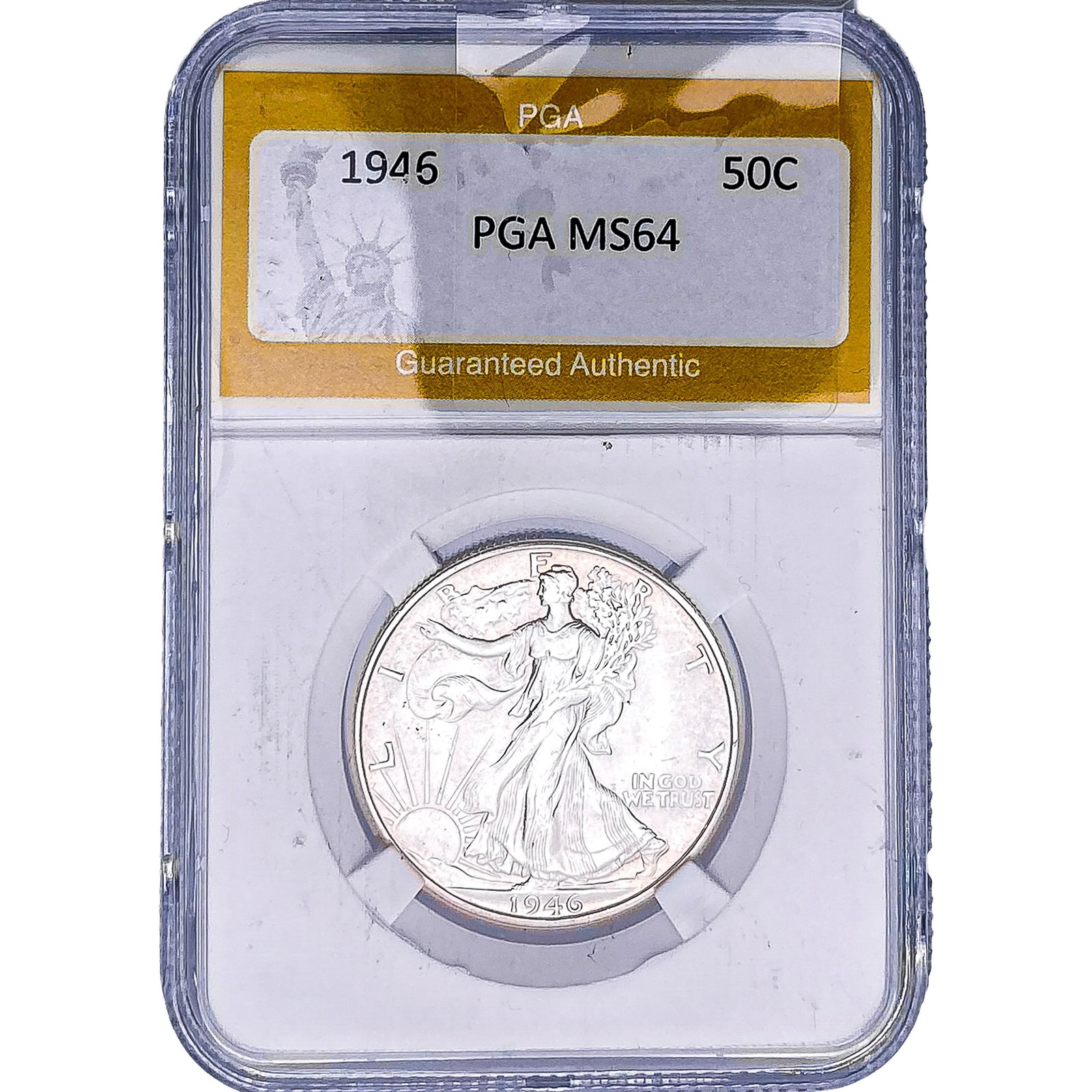 1946-S Walking Liberty Half Dollar PGA MS64: 1946-S Walking Liberty Half Dollar PGA MS64