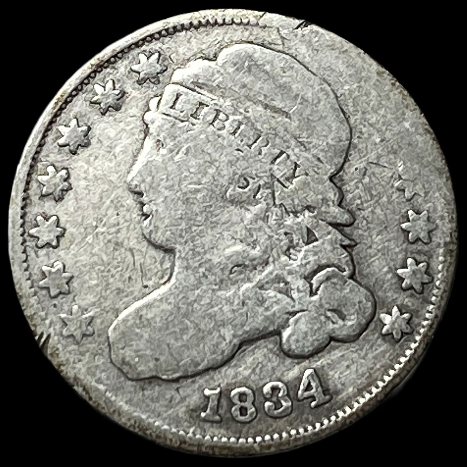 1834 Capped Bust Dime NICELY CIRCULATED: 1834 Capped Bust Dime NICELY CIRCULATED