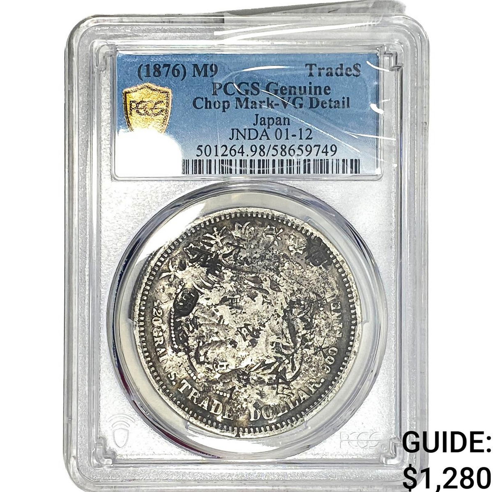 1876 Japan Silver Trade Dollar PCGS VGDetails Chopmarked: 1876 Japan Silver Trade Dollar PCGS VGDetails Chopmarked