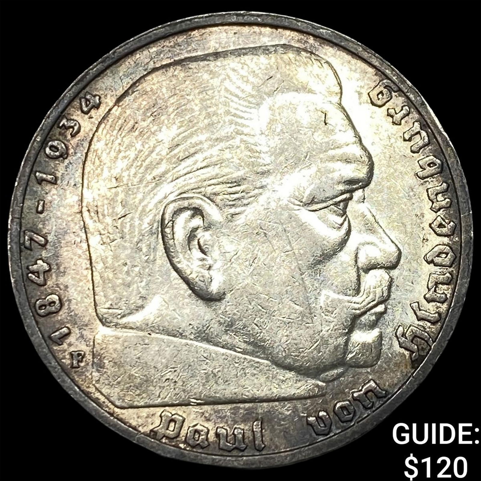 1937 Germany Silver 5 Marks NEARLY UNCIRCULATED: 1937 Germany Silver 5 Marks NEARLY UNCIRCULATED