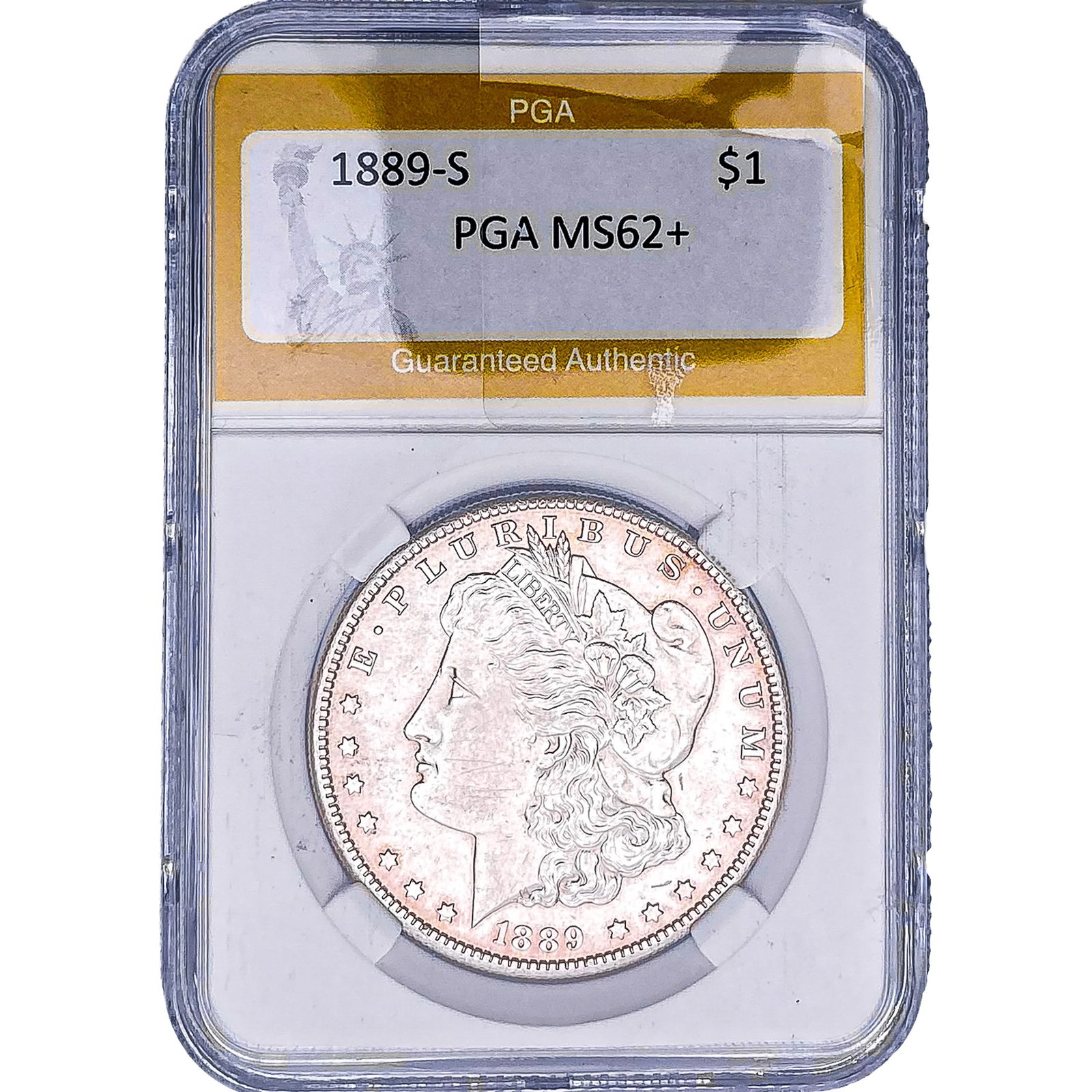 1889-S Morgan Silver Dollar PGA MS62+: 1889-S Morgan Silver Dollar PGA MS62+