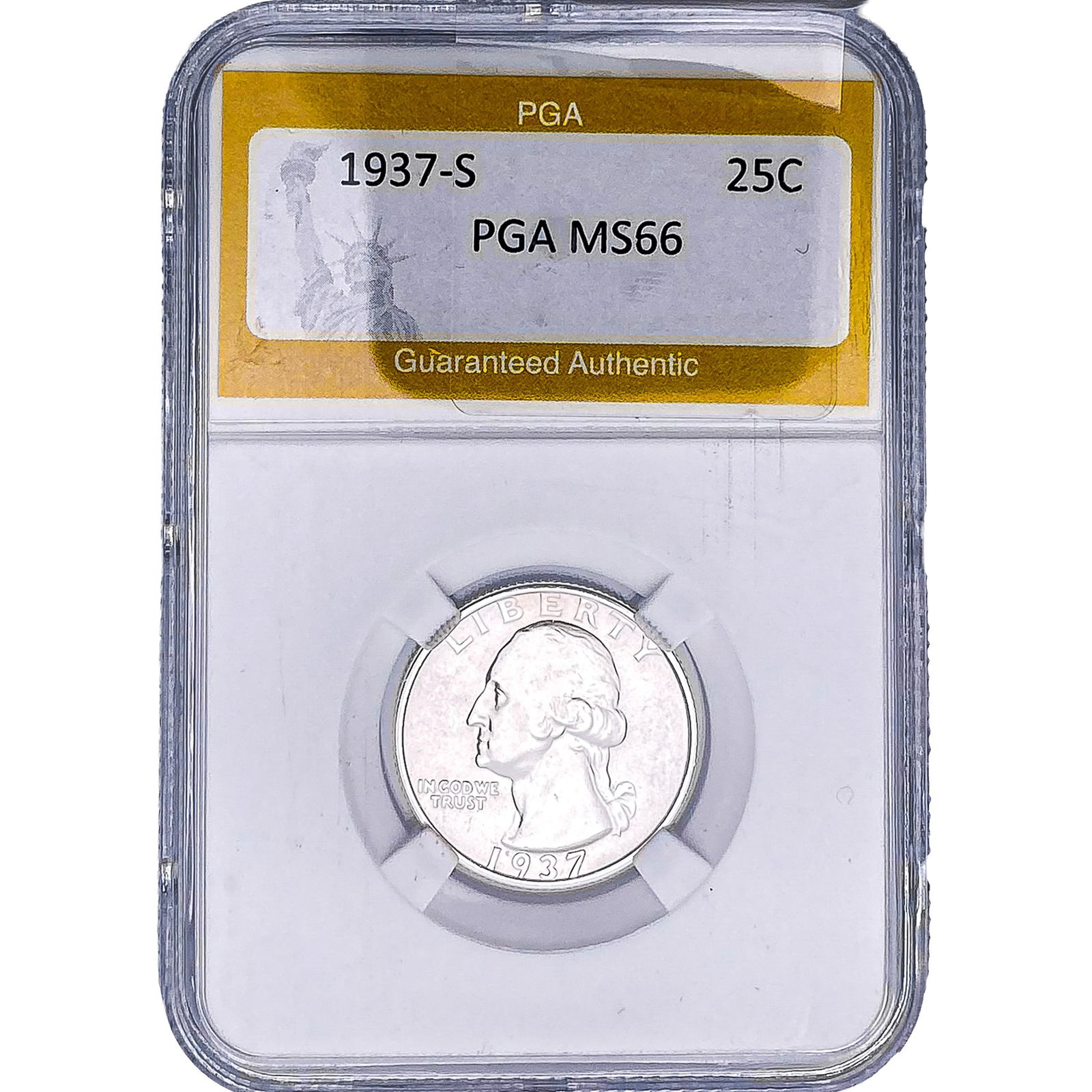 1937-S Washington Silver Quarter PGA MS66: 1937-S Washington Silver Quarter PGA MS66