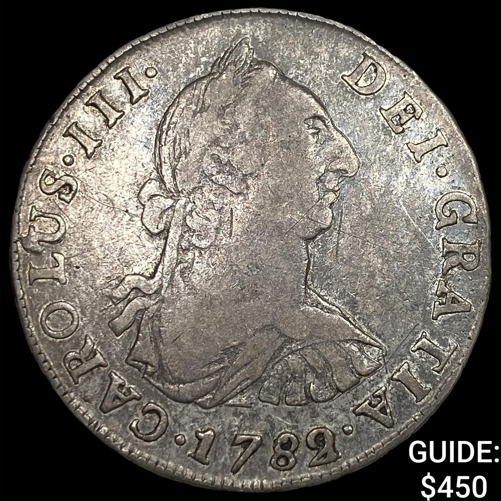 1782 Colonial Spain Silver 4 Reales NEARLY UNCIRCULATED: 1782 Colonial Spain Silver 4 Reales NEARLY UNCIRCULATED