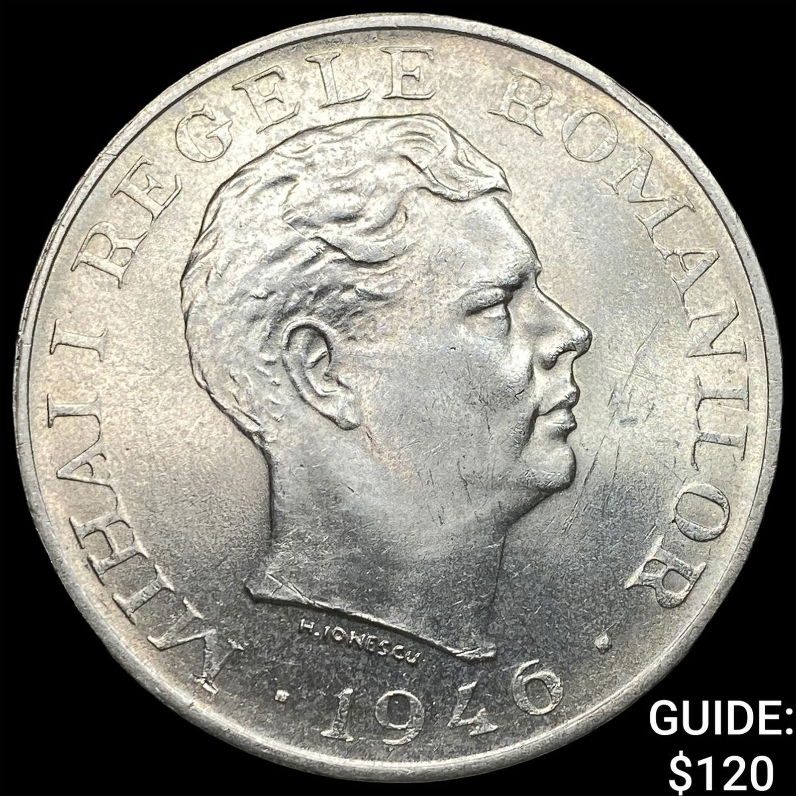 1946 Romania Silver 100,000 Lei CLOSELY UNCIRCULATED: 1946 Romania Silver 100,000 Lei CLOSELY UNCIRCULATED