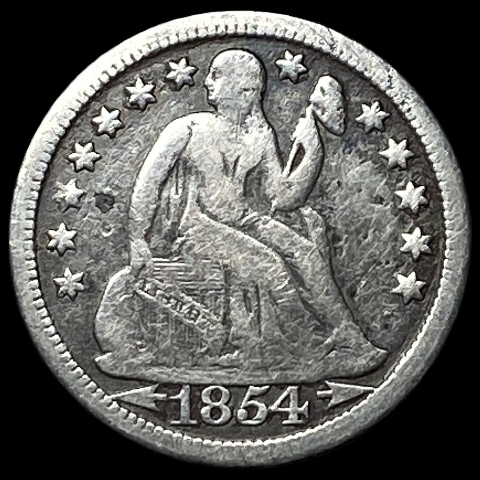 1854-O Silver Seated Liberty Dime NEARLY UNCIRCULATED: 1854-O Silver Seated Liberty Dime NEARLY UNCIRCULATED