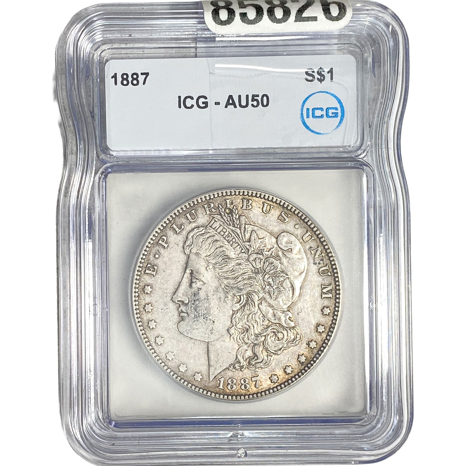 1887 Morgan Silver Dollar ICG AU50: 1887 Morgan Silver Dollar ICG AU50