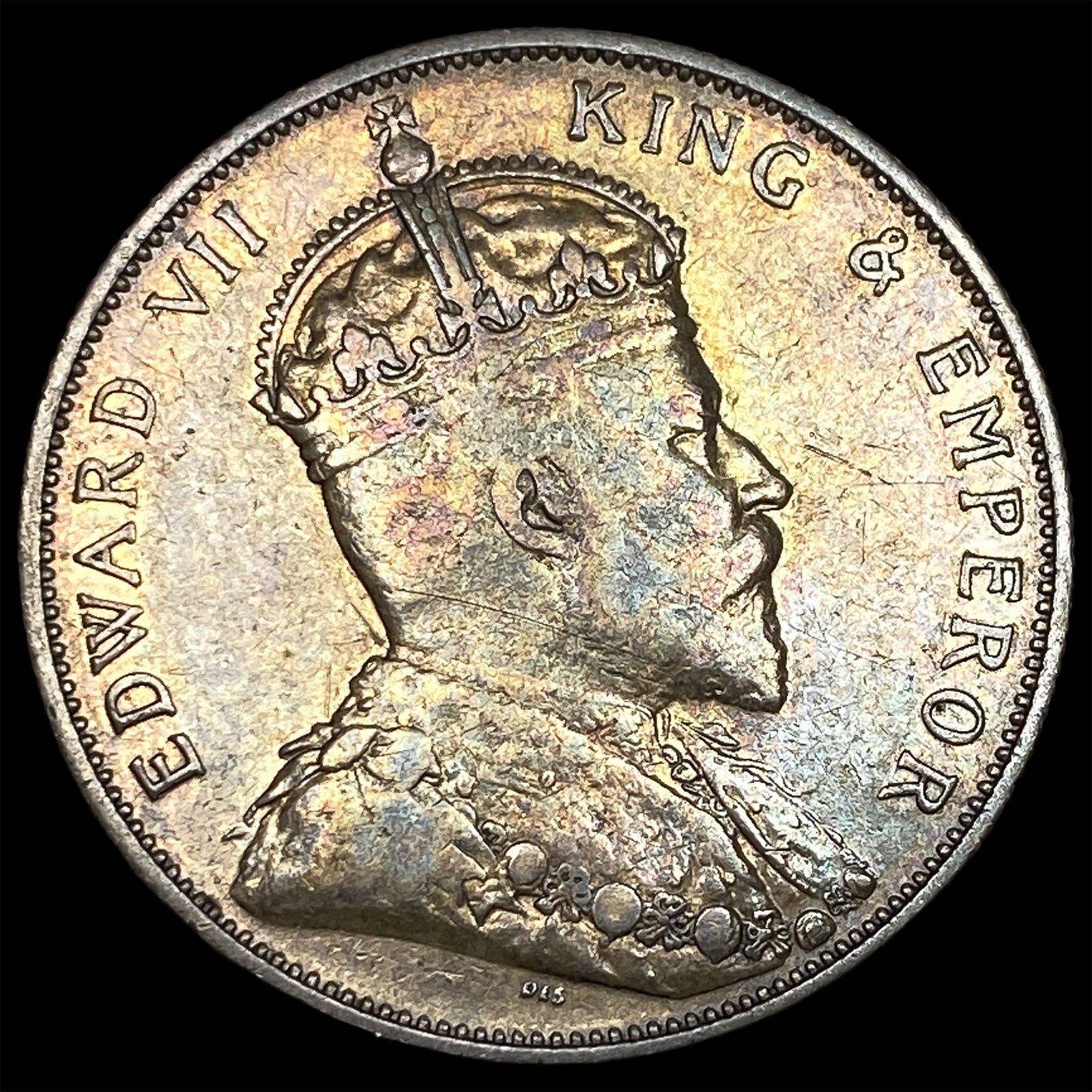 1905 Straits Settelments Silver 50 Cents NEARLY UNCIRCULATED: 1905 Straits Settelments Silver 50 Cents NEARLY UNCIRCULATED