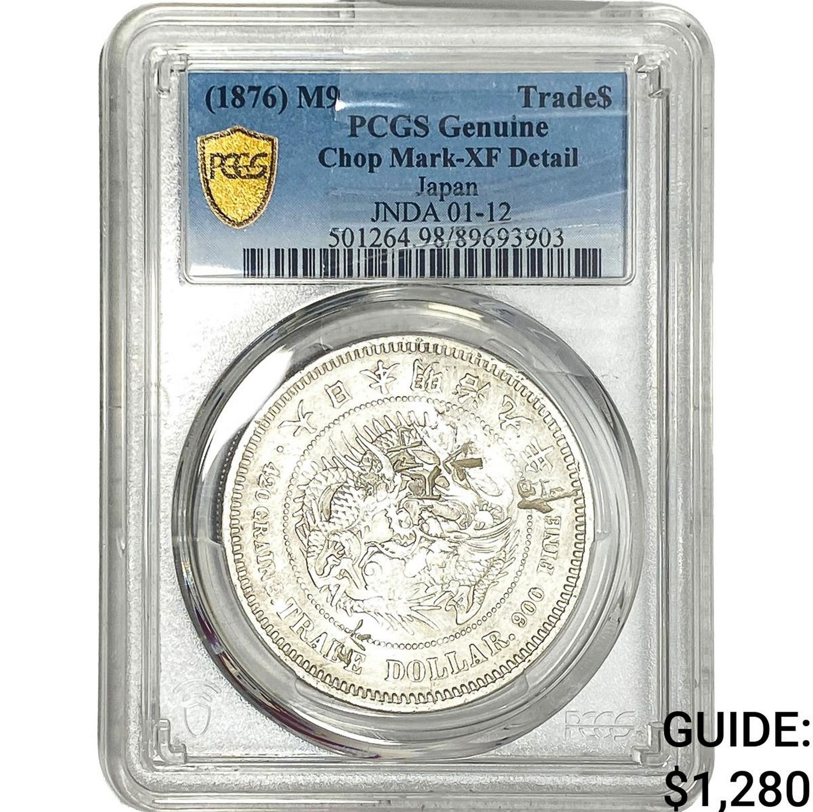 1876 Japan Silver Trade Dollar PCGS XFDetails Chopmarked: 1876 Japan Silver Trade Dollar PCGS XFDetails Chopmarked