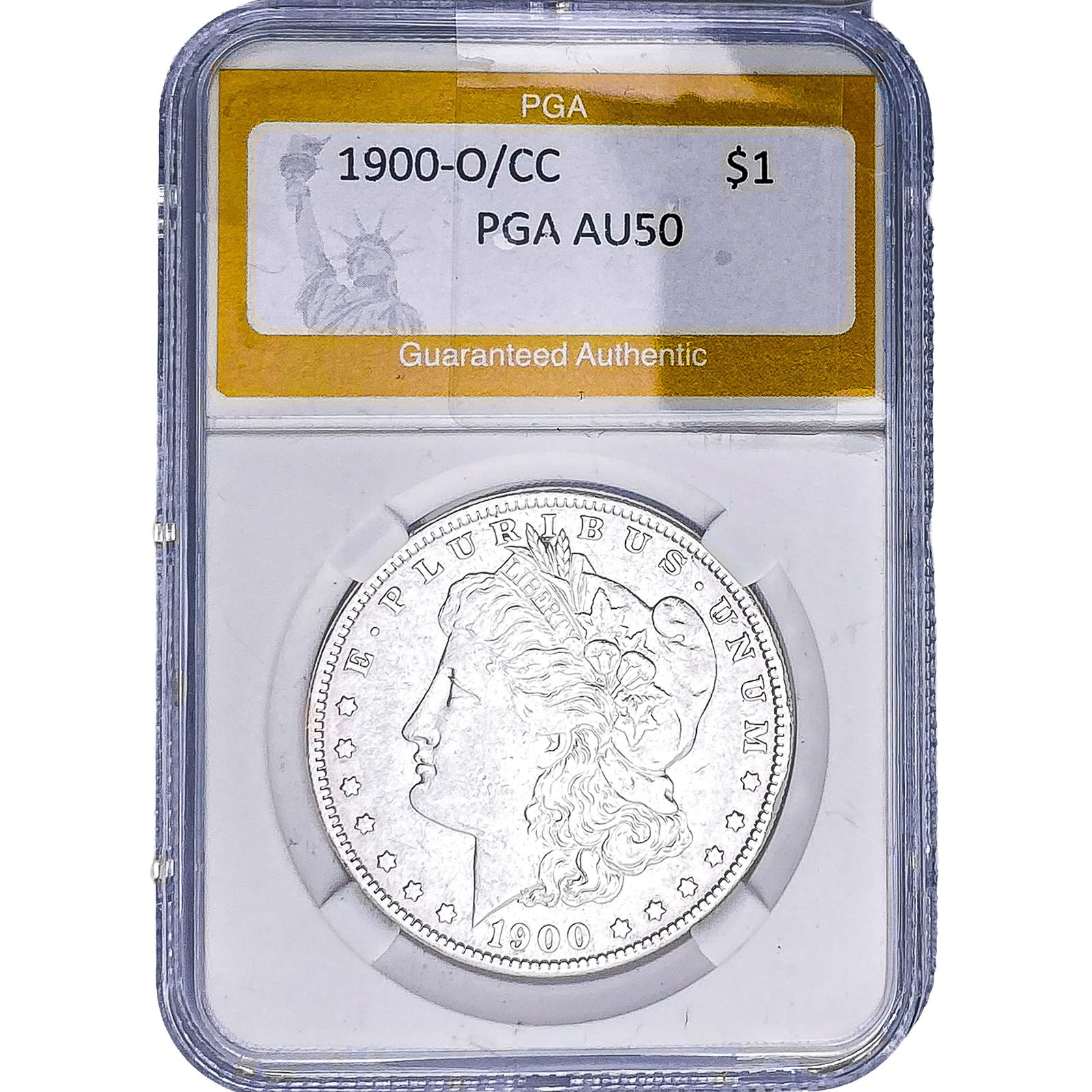 1900-O/CC Morgan Silver Dollar PGA AU50: 1900-O/CC Morgan Silver Dollar PGA AU50