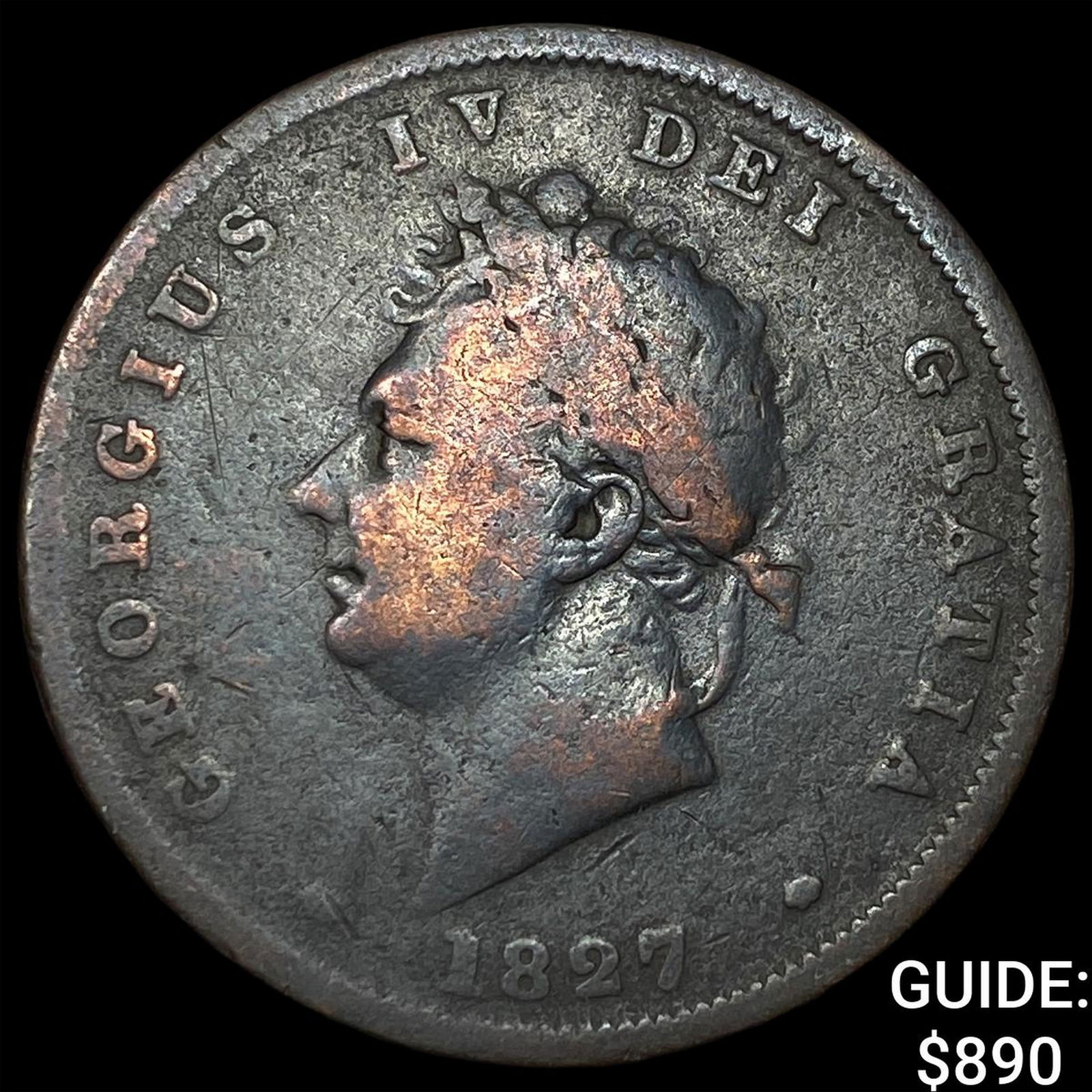 1827 Great Britain Copper Penny ABOUT UNCIRCULATED: 1827 Great Britain Copper Penny ABOUT UNCIRCULATED