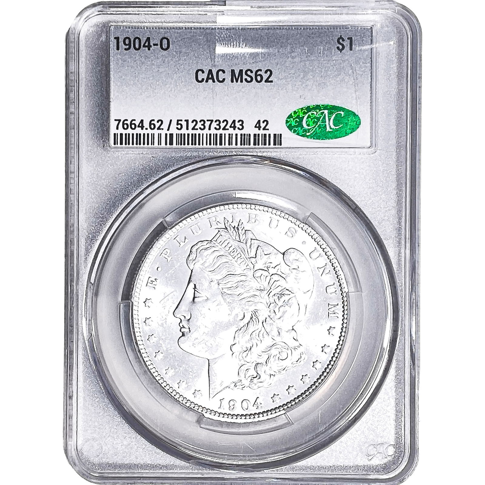 1904-O Morgan Silver Dollar CAC MS62: 1904-O Morgan Silver Dollar CAC MS62