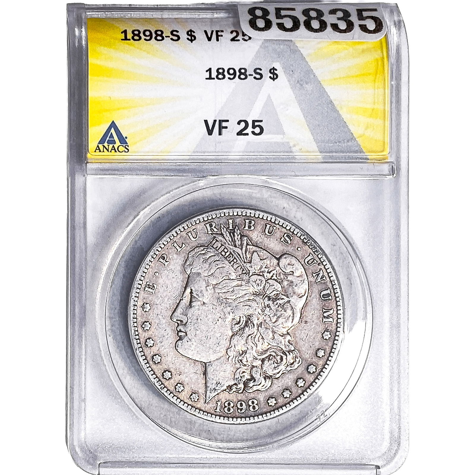 1898-S Morgan Silver Dollar ANACS VF25: 1898-S Morgan Silver Dollar ANACS VF25